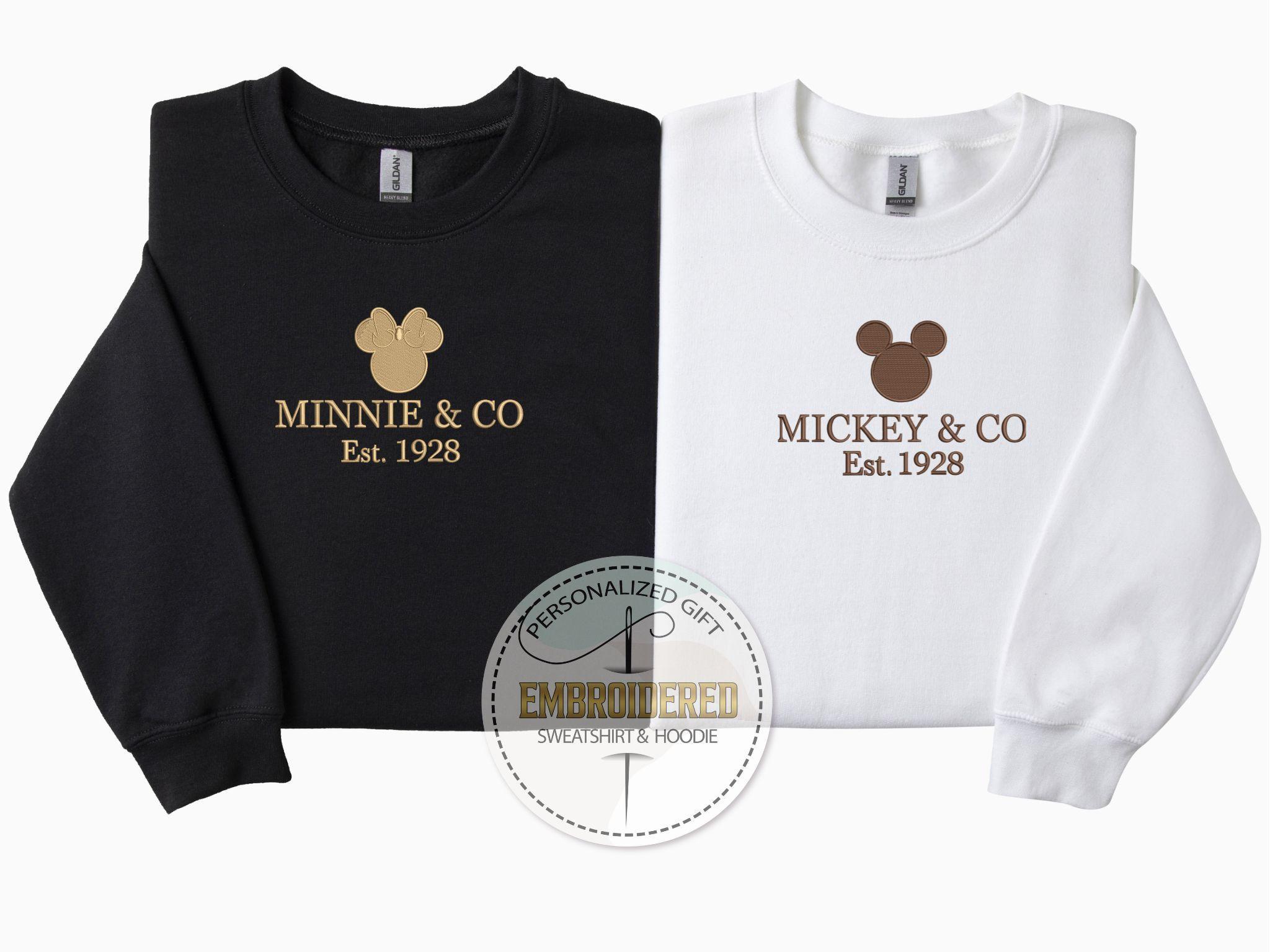 Disney Logo Embroidered Sweatshirt with Mickey or Minnie and Co Est 1928 – Custom Thread Color Main Street Crewneck Gift - photo 3
