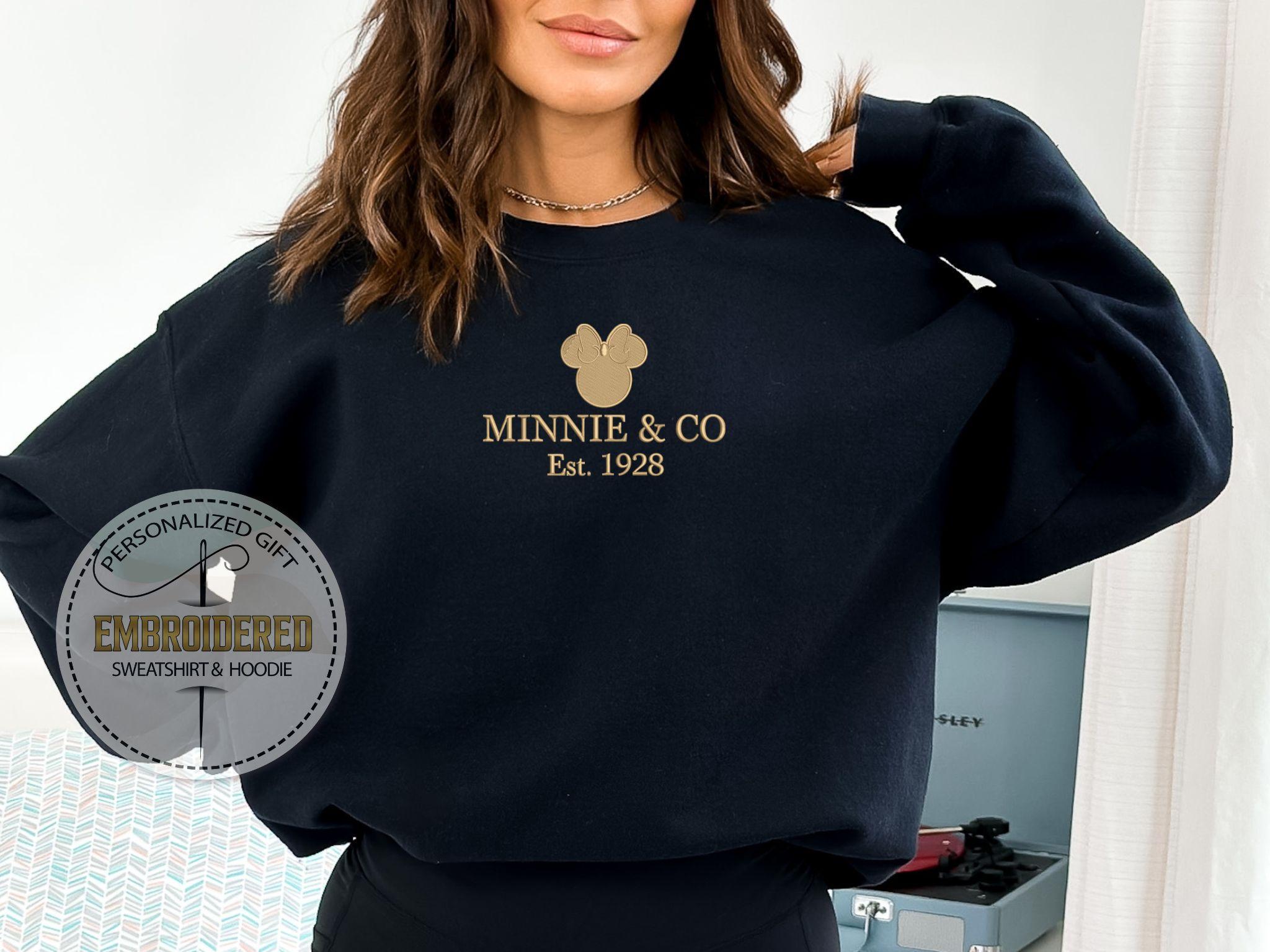 Disney Logo Embroidered Sweatshirt with Mickey or Minnie and Co Est 1928 – Custom Thread Color Main Street Crewneck Gift - photo 4