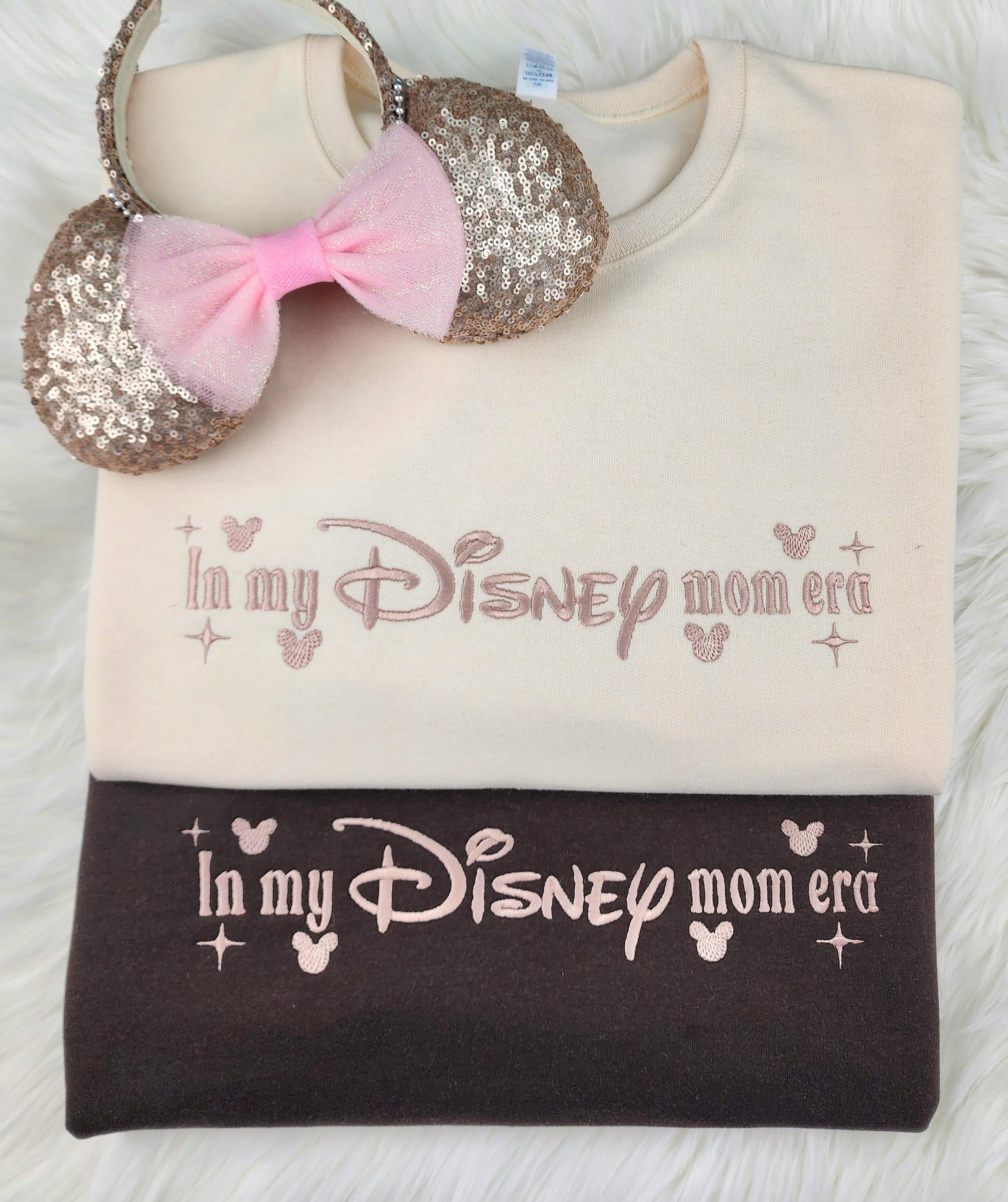 In My Disney Mom Era Embroidered Sweatshirt – Disneyland Embroidery Crewneck Shirt for Moms and Disney Fans