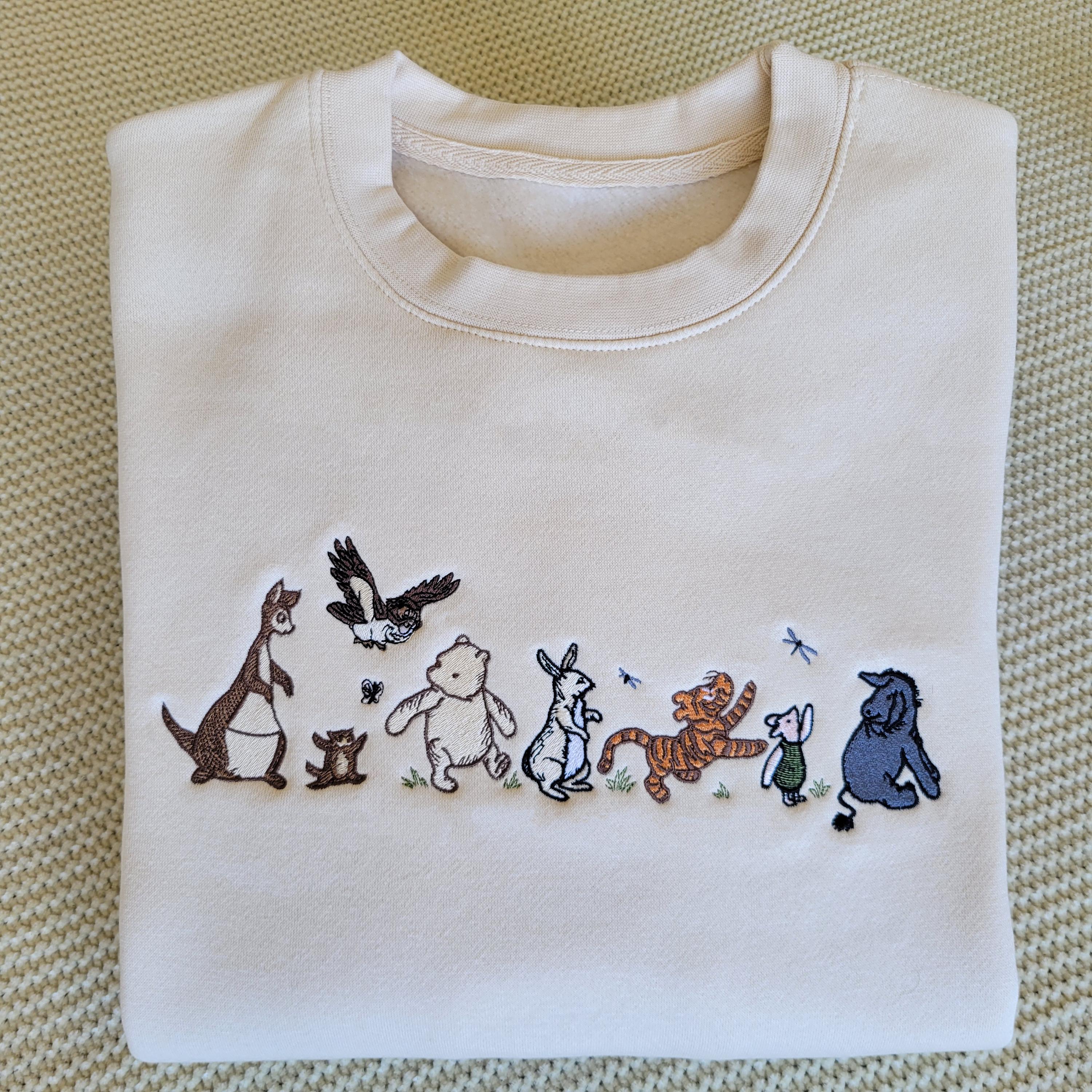 Embroidered Classic Winnie the Pooh Crewneck Sweatshirt with Vintage Pooh Characters for Disney Fans - photo 2
