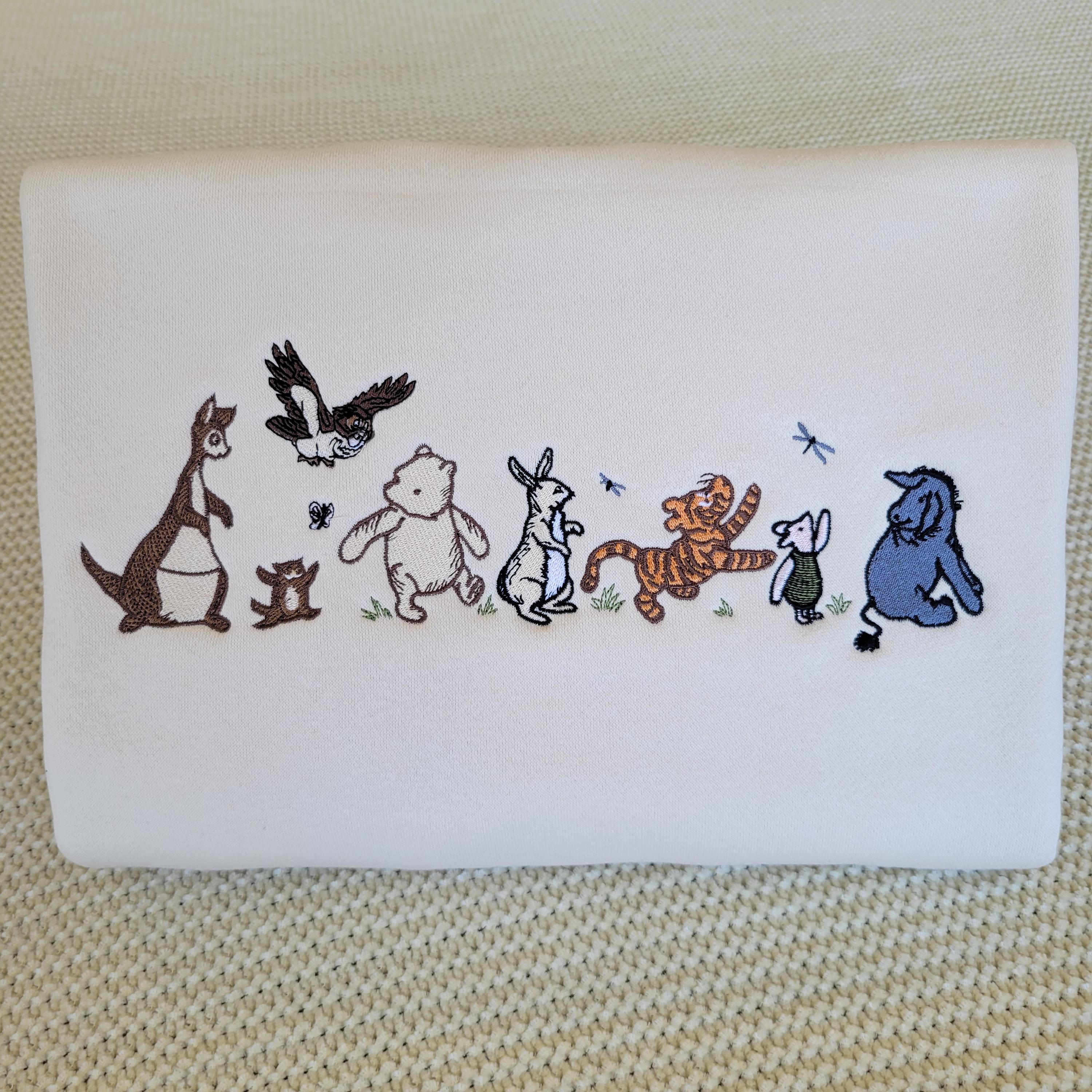 Embroidered Classic Winnie the Pooh Crewneck Sweatshirt with Vintage Pooh Characters for Disney Fans - photo 3