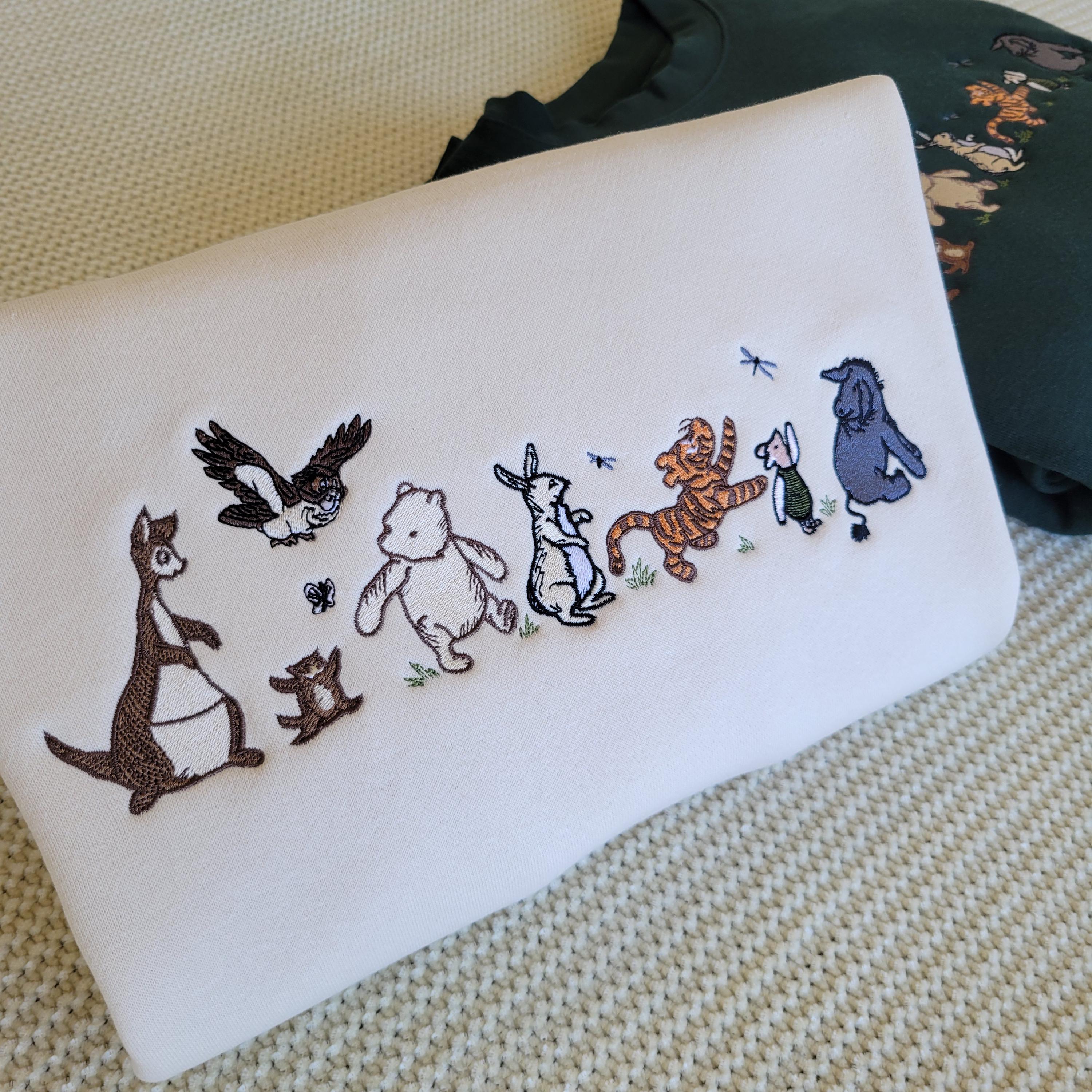 Embroidered Classic Winnie the Pooh Crewneck Sweatshirt with Vintage Pooh Characters for Disney Fans - photo 4