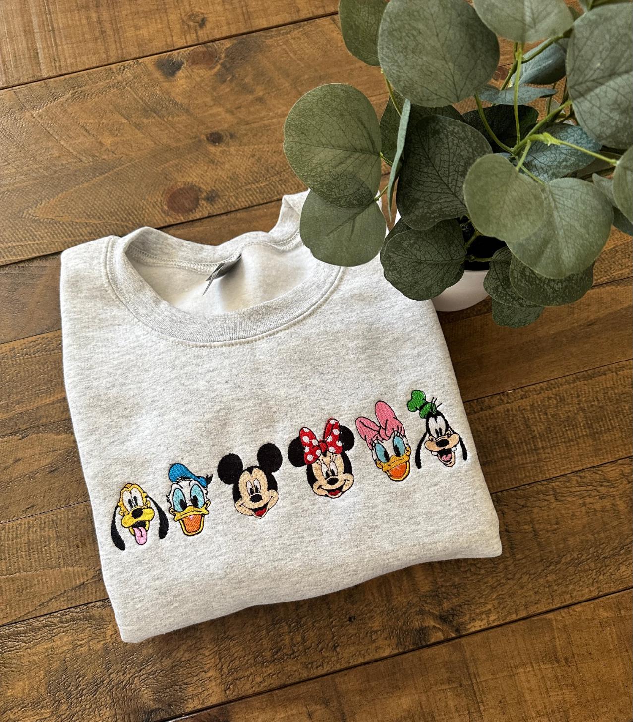 Disneyland Mickey and Friends Embroidered T-Shirt – Walt Disney World Character Embroidery Sweater or Hoodie
