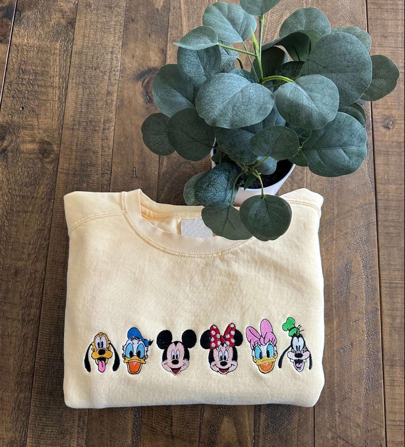 Disneyland Mickey and Friends Embroidered T-Shirt – Walt Disney World Character Embroidery Sweater or Hoodie - photo 2