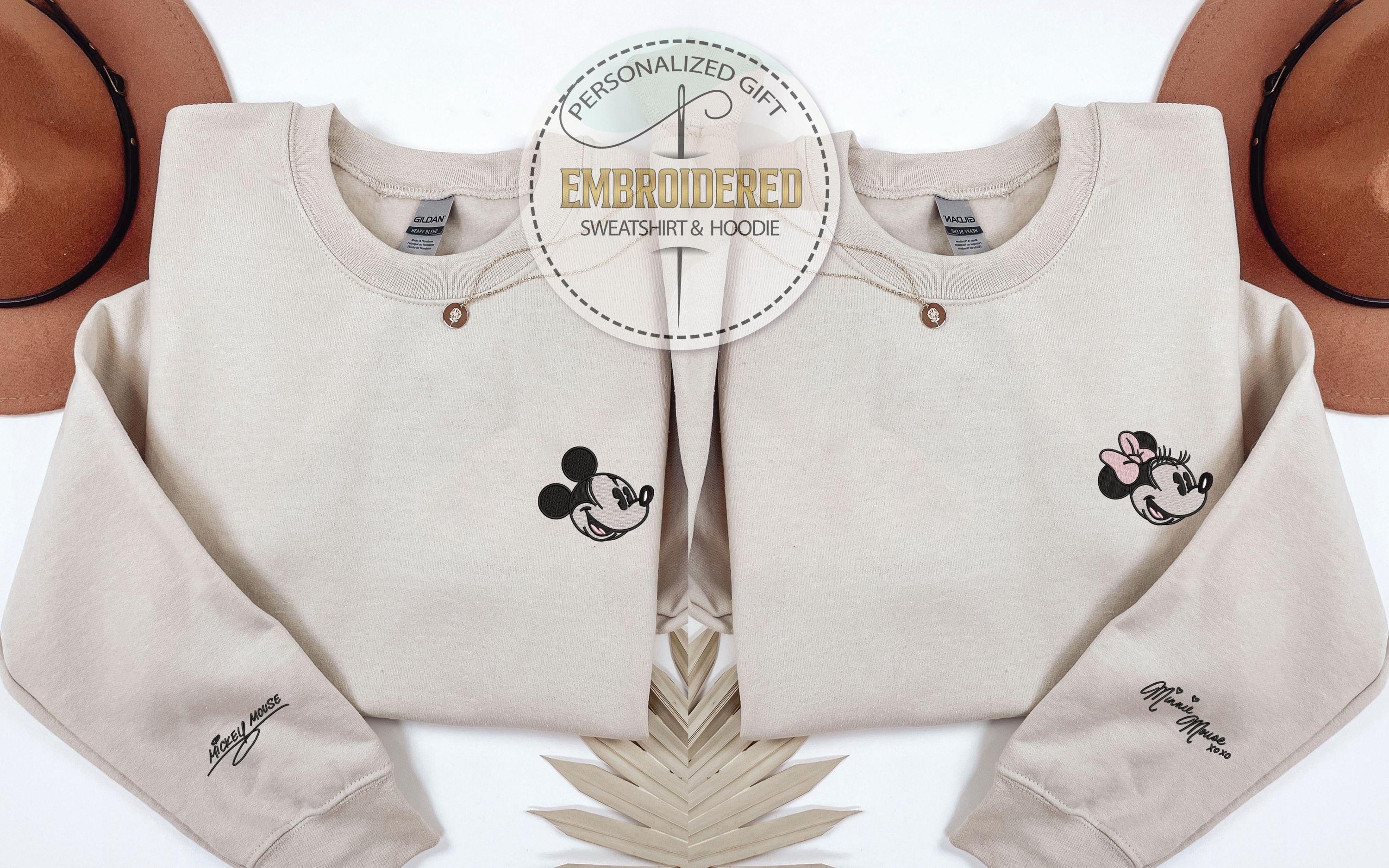 Embroidered Mickey or Minnie Hoodie with Signature Sleeve – Disney Trip Sweatshirt and Theme Park Gift for Him - photo 2