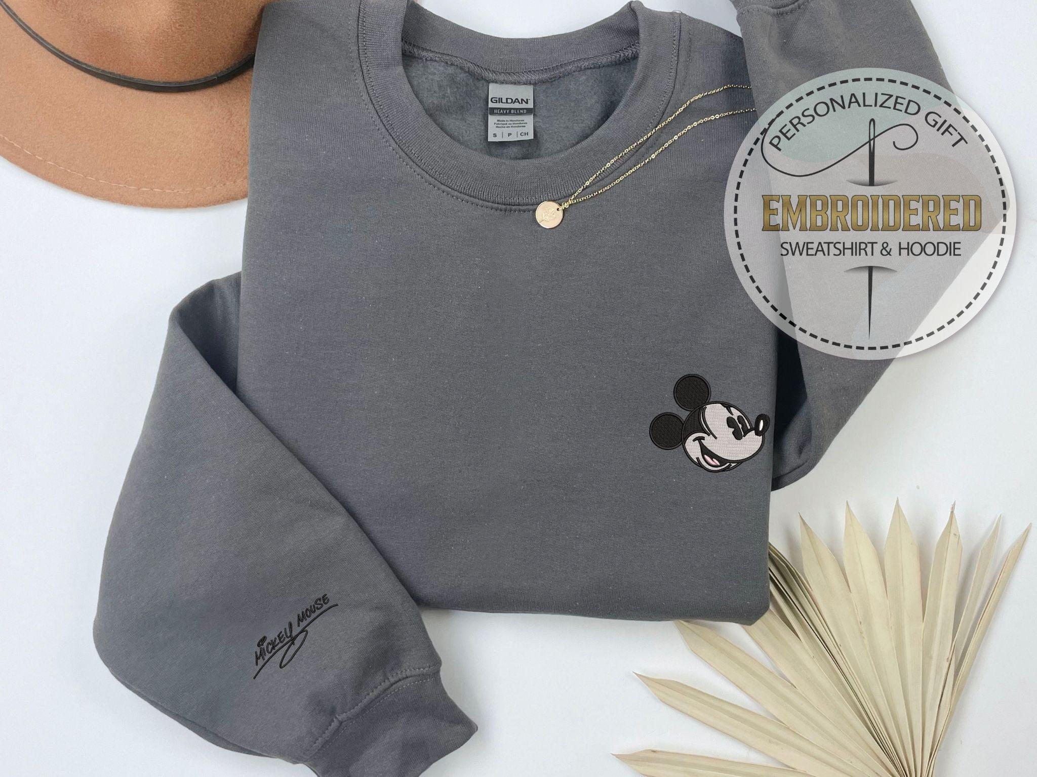 Embroidered Mickey or Minnie Hoodie with Signature Sleeve – Disney Trip Sweatshirt and Theme Park Gift for Him - photo 3