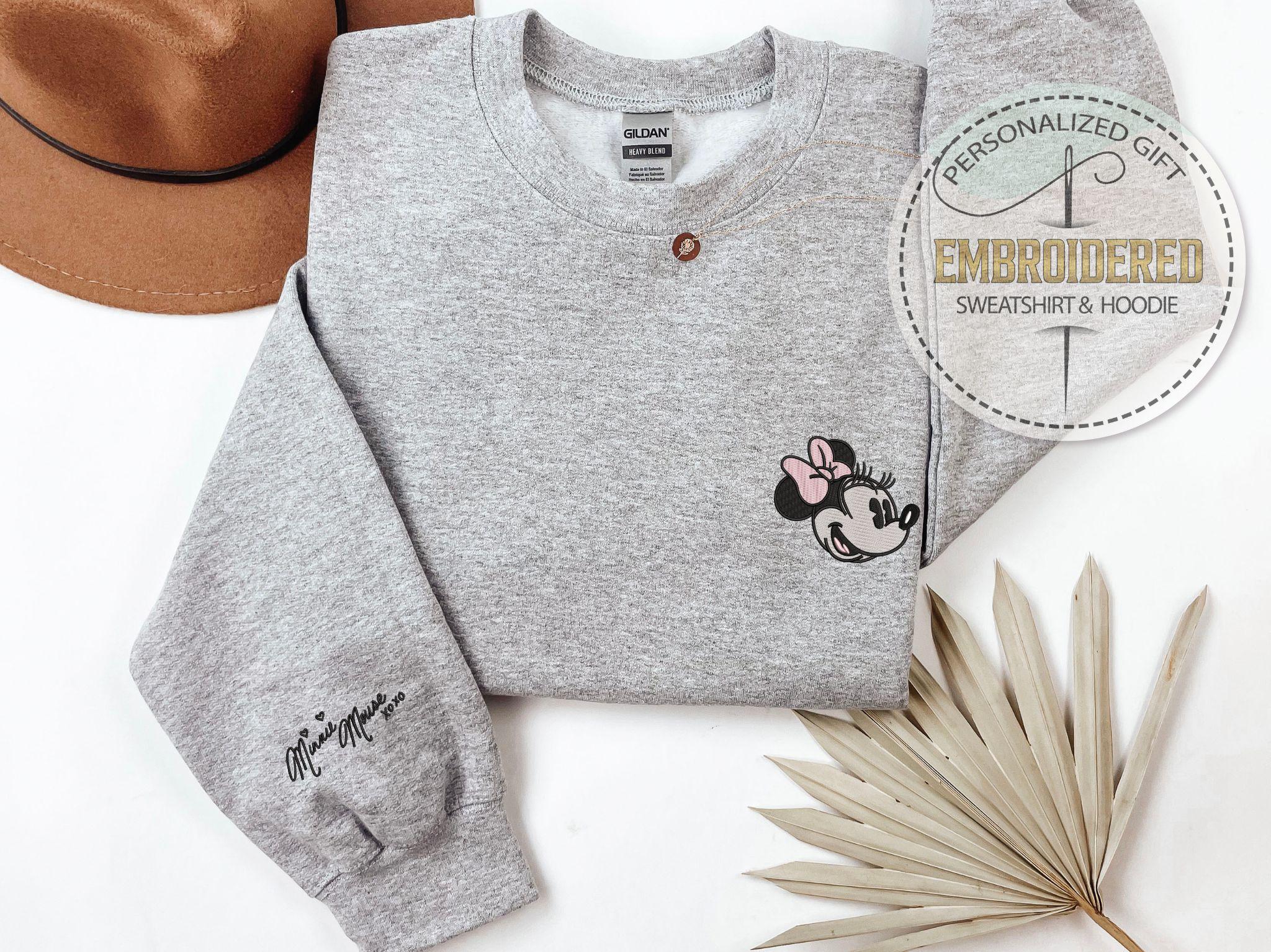 Embroidered Mickey or Minnie Hoodie with Signature Sleeve – Disney Trip Sweatshirt and Theme Park Gift for Him - photo 4
