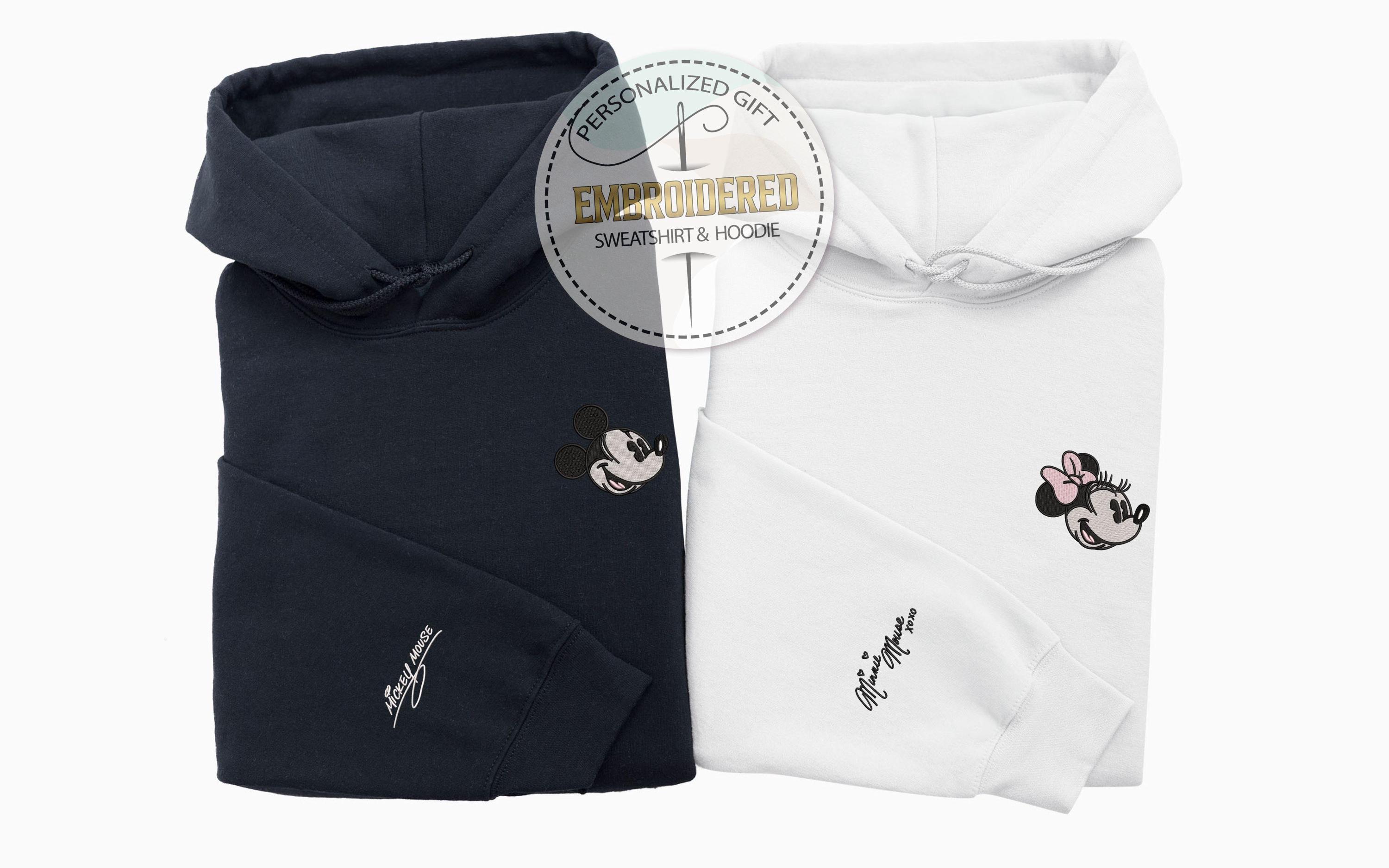 Embroidered Mickey or Minnie Hoodie with Signature Sleeve – Disney Trip Sweatshirt and Theme Park Gift for Him - photo 5