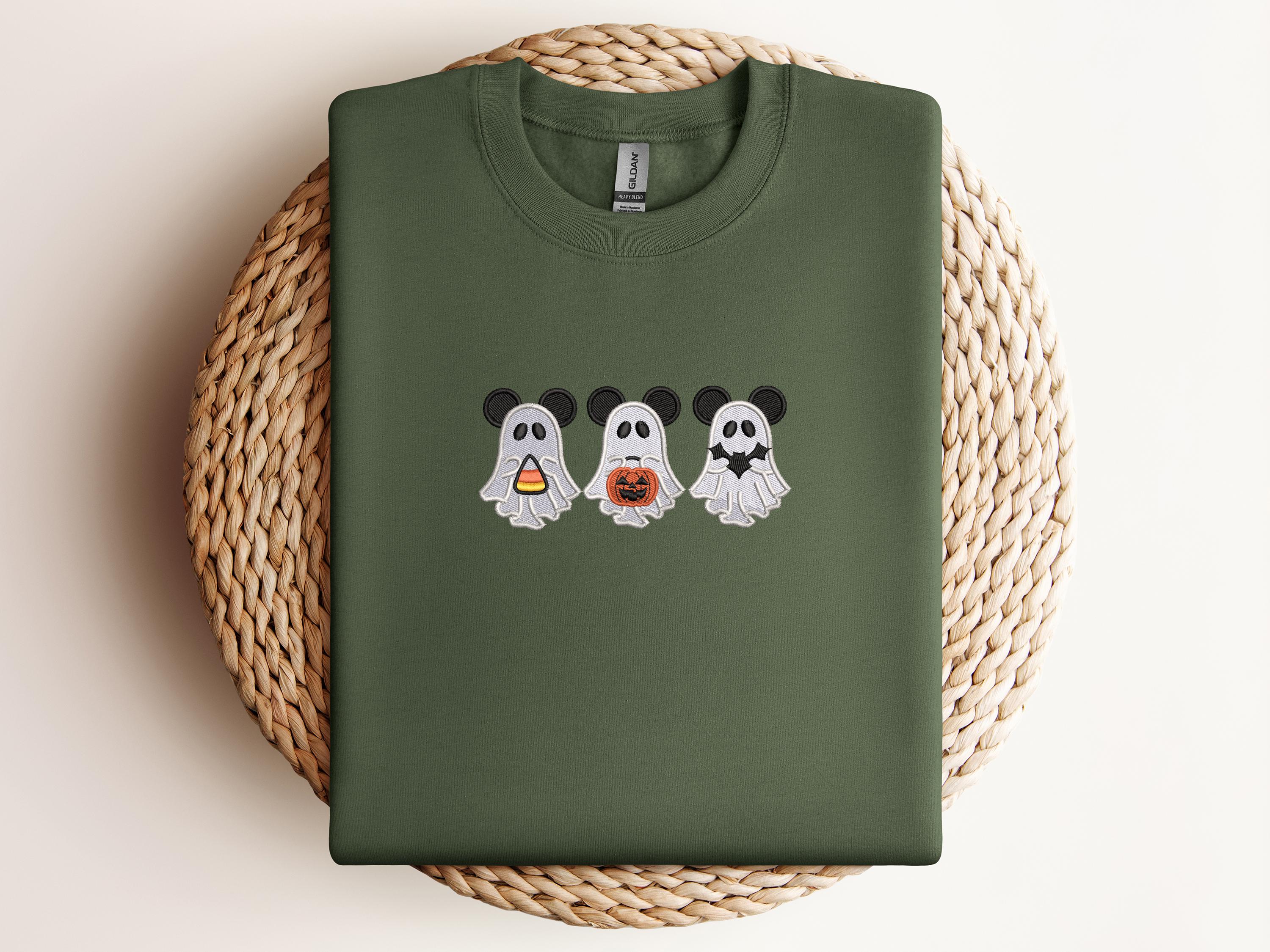 Embroidered Halloween Ghost Shirt – Disney Inspired Spooky Embroidery Tee and Gift for Halloween Lovers