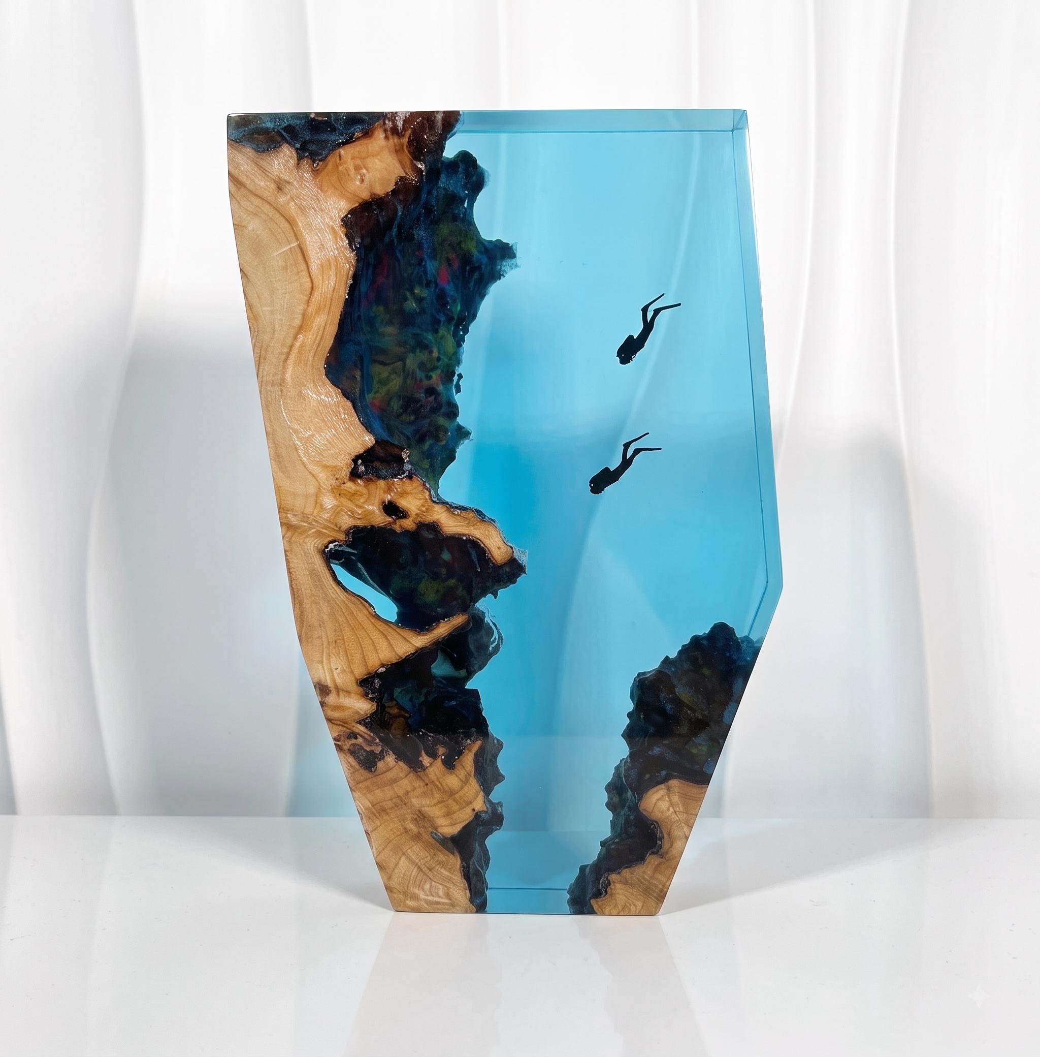 Scuba Diver Epoxy Resin Night Light – Personalized Handmade Ocean Resin Night Lamp - photo 4