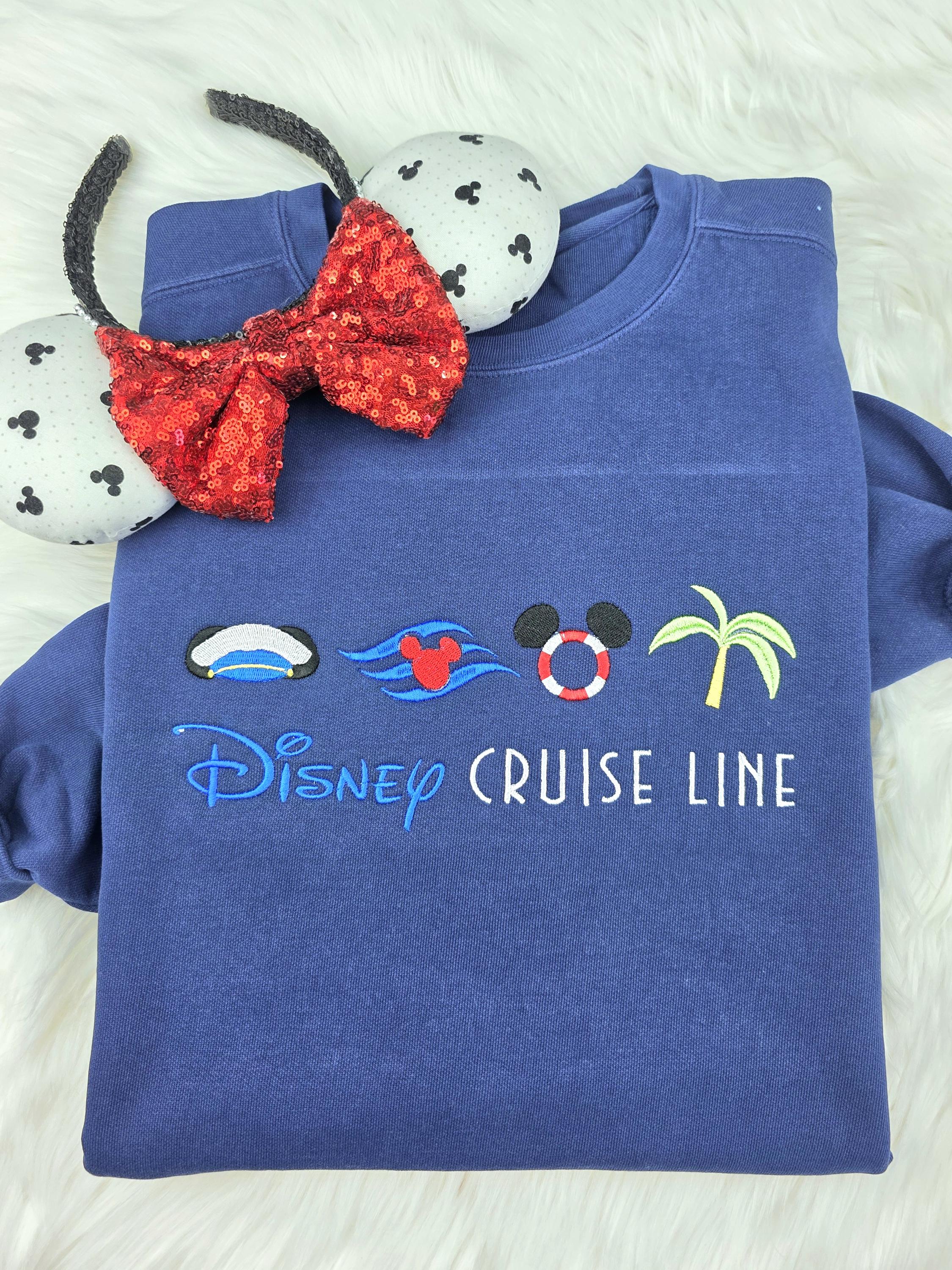 Embroidered Disney Cruise Line Sweatshirt – Disney Cruise Embroidery Crewneck Shirt for Vacation Days