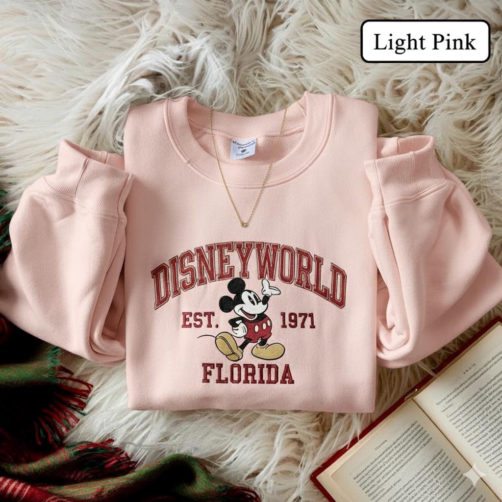 Embroidered Retro Disney World Florida Sweatshirt with Est 1971 – Mickey and Friends Walt Disney Vacation Shirt - photo 4