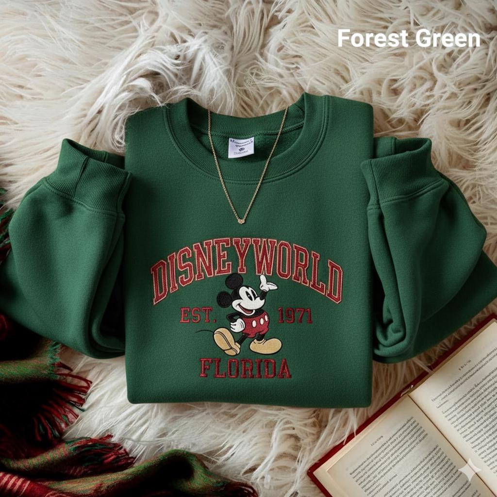 Embroidered Retro Disney World Florida Sweatshirt with Est 1971 – Mickey and Friends Walt Disney Vacation Shirt - photo 5