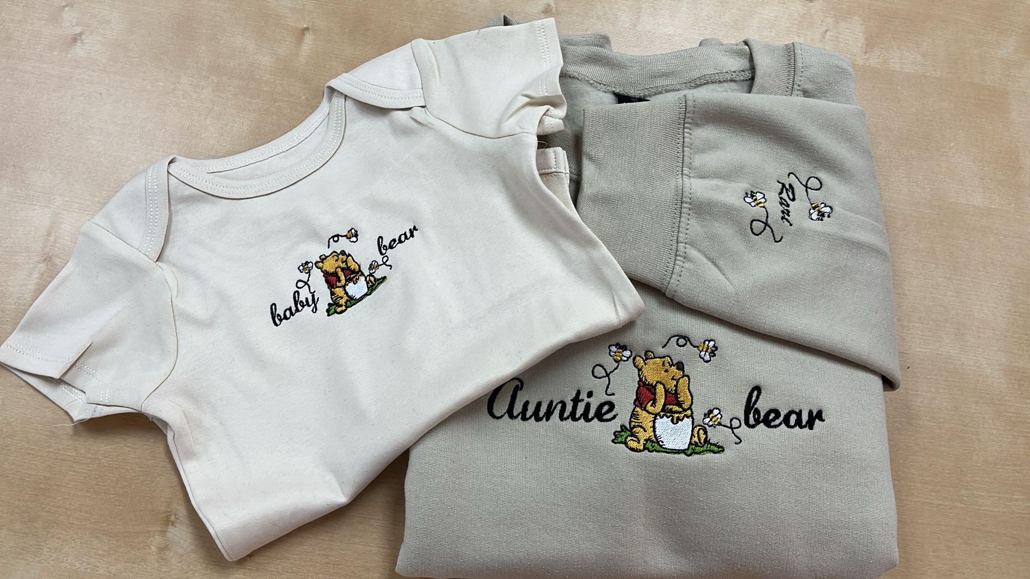 Personalized Embroidered Auntie Bear Disney Sweatshirt – Aunt and Me Nephew Shirt for New Aunt Gifts