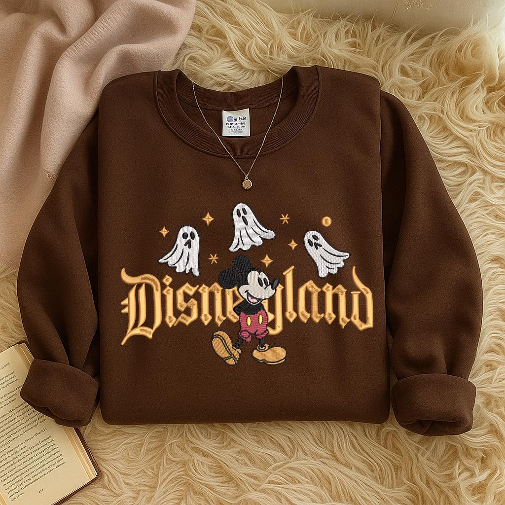 Embroidered Disneyland Halloween Sweatshirt – Spooky Mickey Ghost Crewneck for Disney Fall Park Trips - photo 2