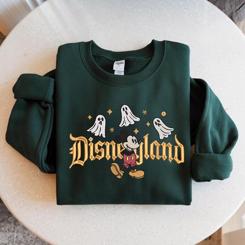 Embroidered Disneyland Halloween Sweatshirt – Spooky Mickey Ghost Crewneck for Disney Fall Park Trips - photo 3