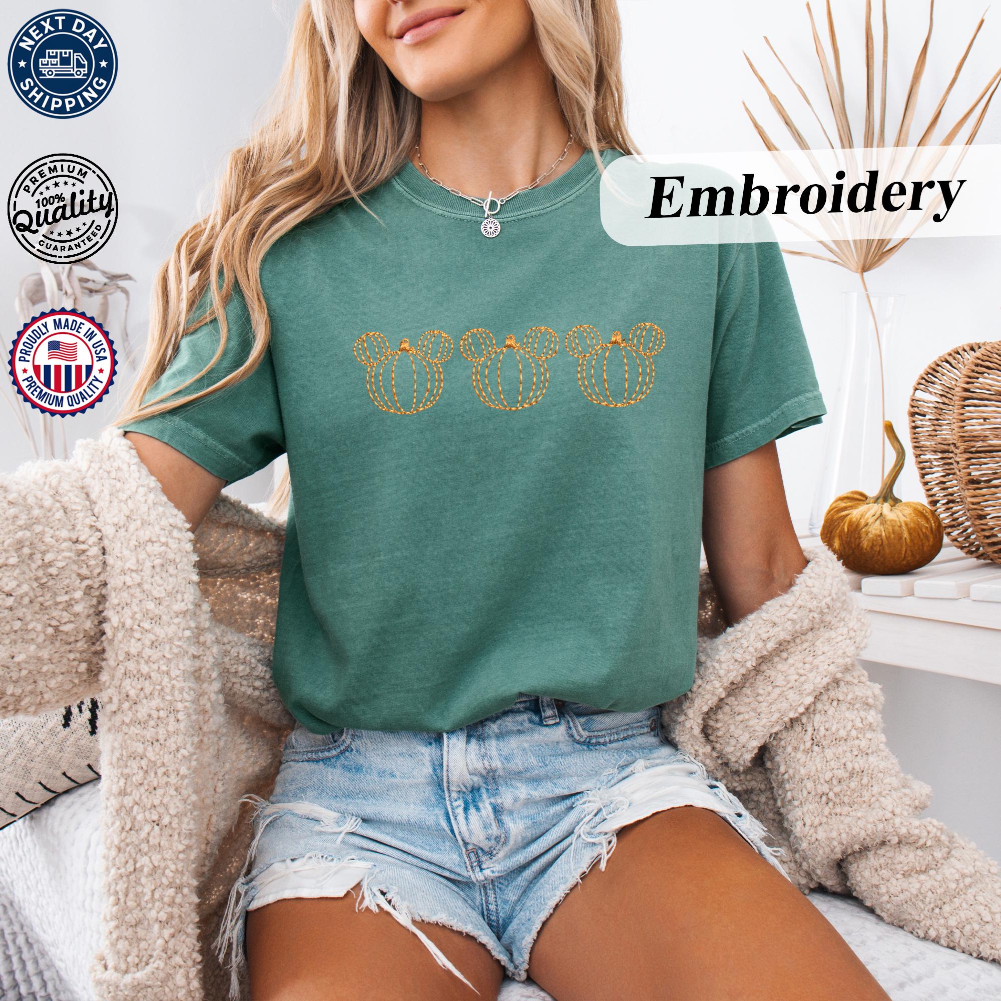 Halloween Mickey Pumpkins Embroidered Comfort Colors Shirt – Spooky Disney Fall Pumpkin Tee for Halloween Parties - photo 6