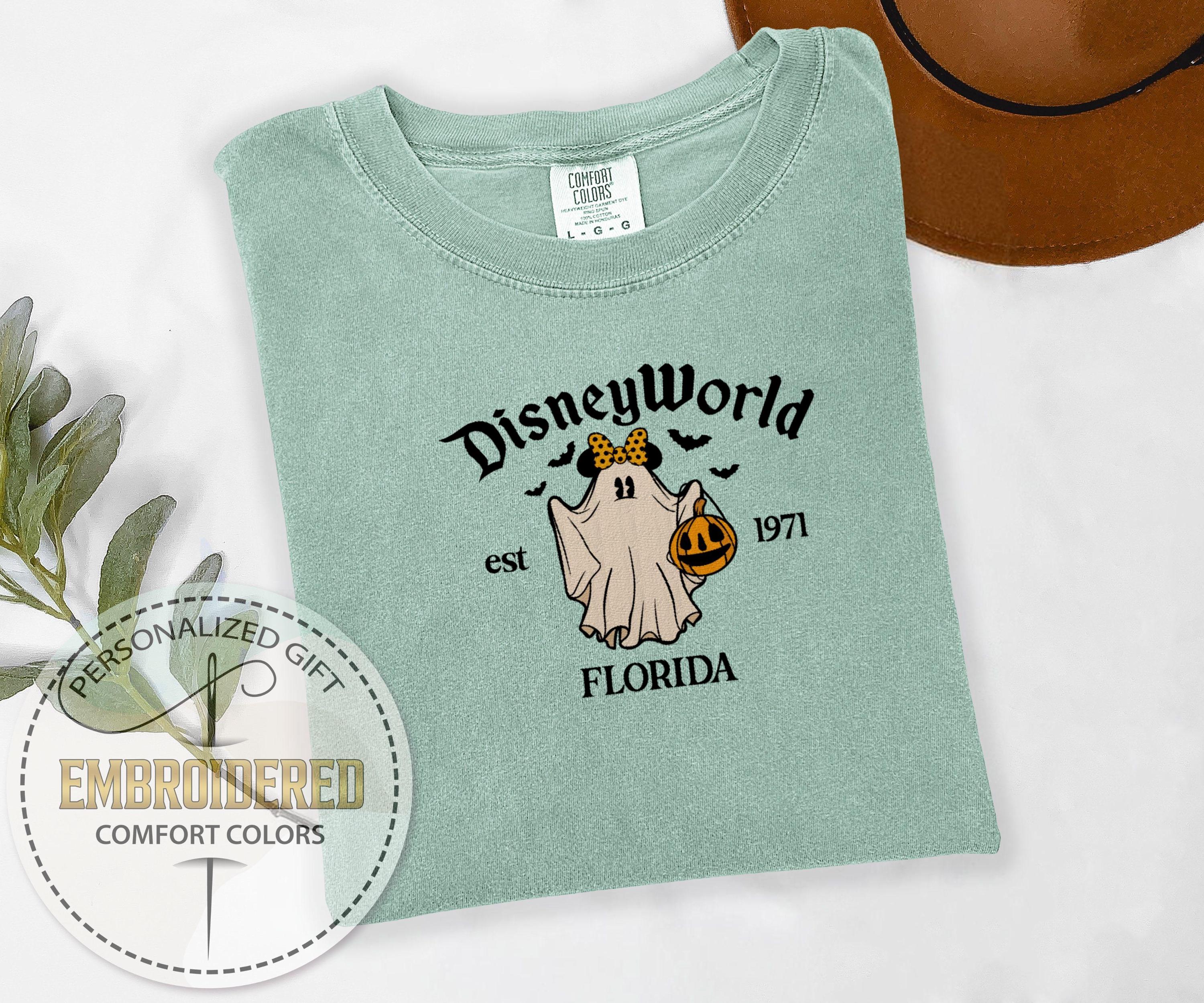 Ghost Mickey or Minnie Halloween Embroidered Comfort Colors Shirt – Disney World Fall Trick or Treat Tee - photo 7