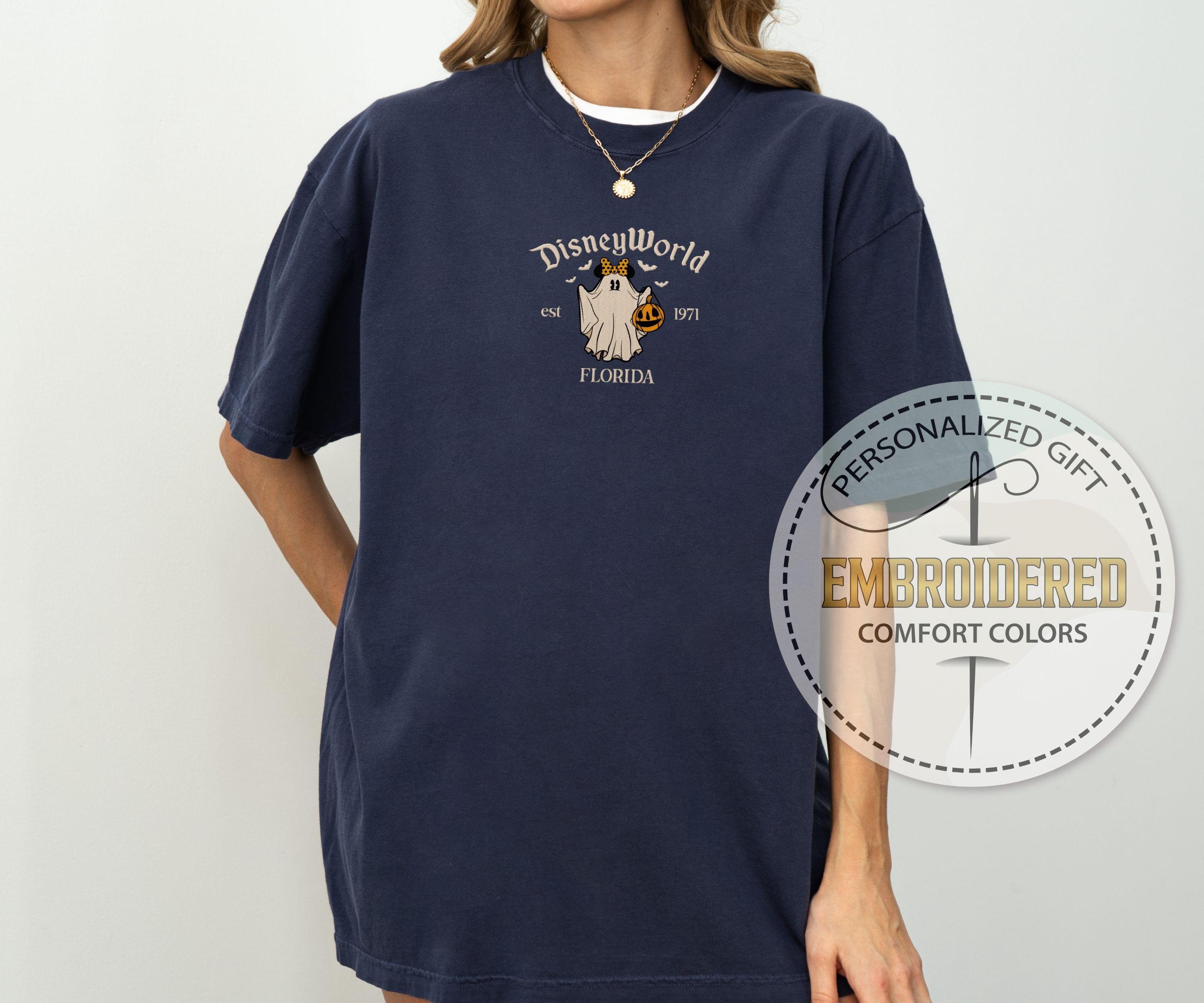 Ghost Mickey or Minnie Halloween Embroidered Comfort Colors Shirt – Disney World Fall Trick or Treat Tee - photo 8