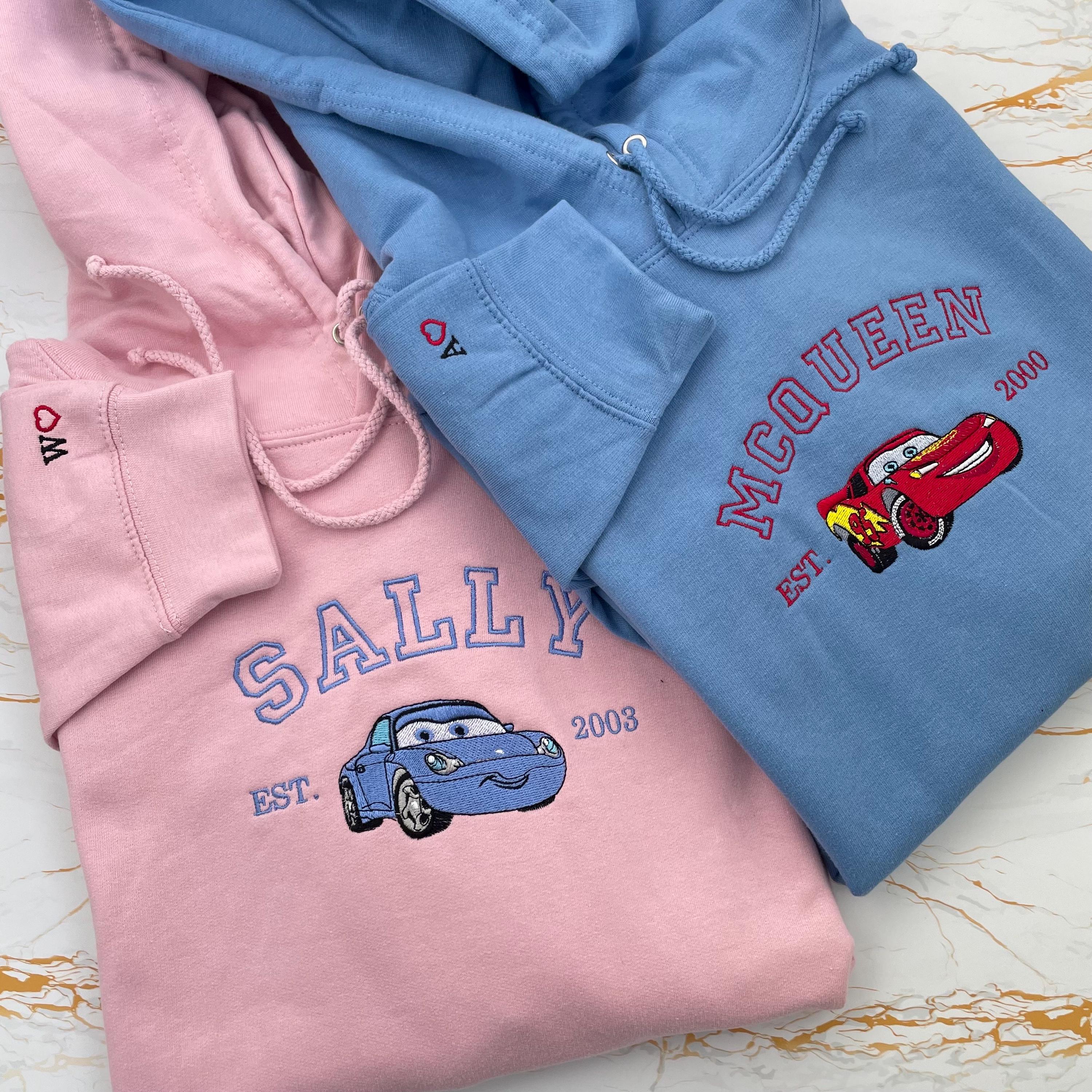 Lightning McQueen and Sally Couple Embroidered Sweatshirt – Disney Cars Matching Hoodie with Custom Initials - photo 3