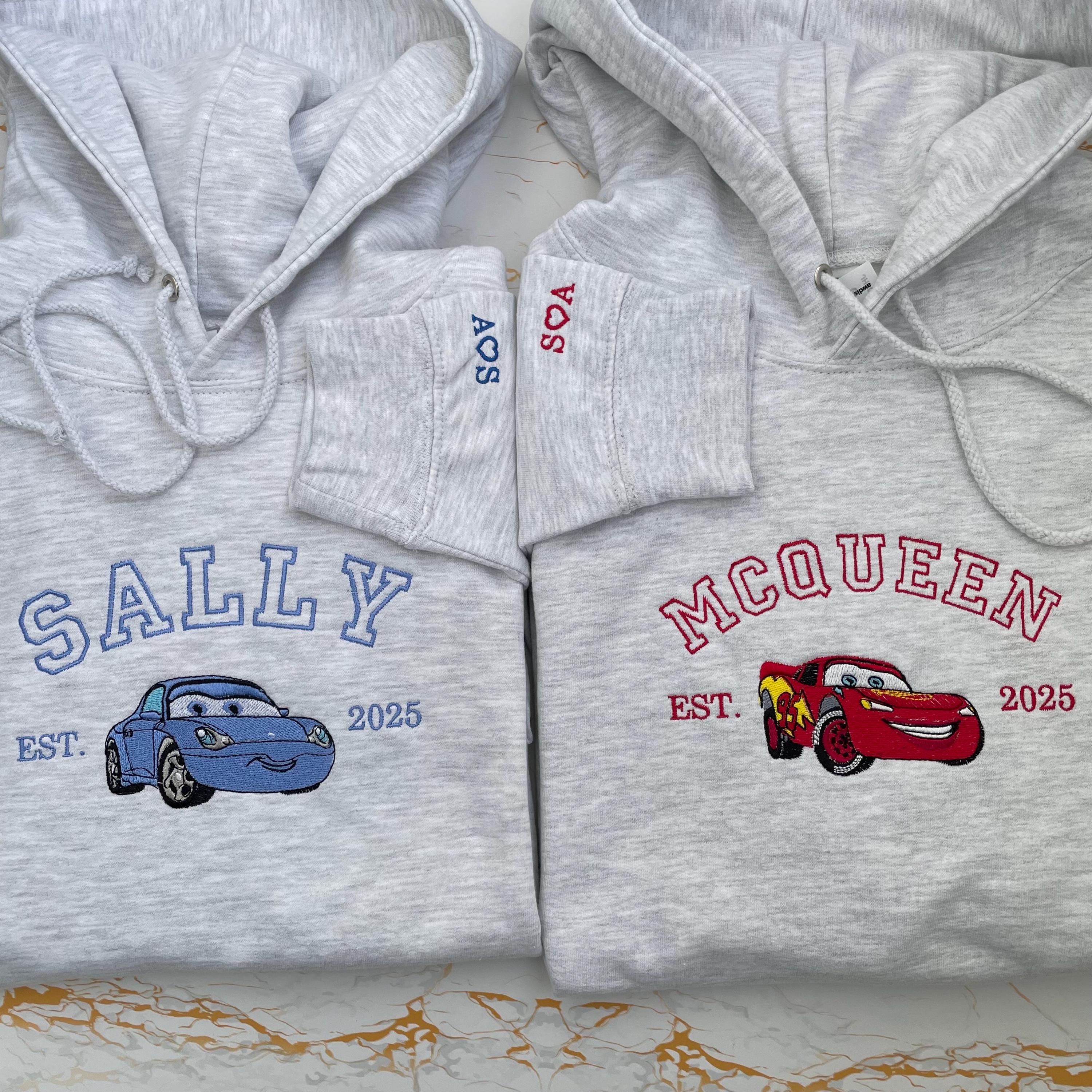 Lightning McQueen and Sally Couple Embroidered Sweatshirt – Disney Cars Matching Hoodie with Custom Initials - photo 5