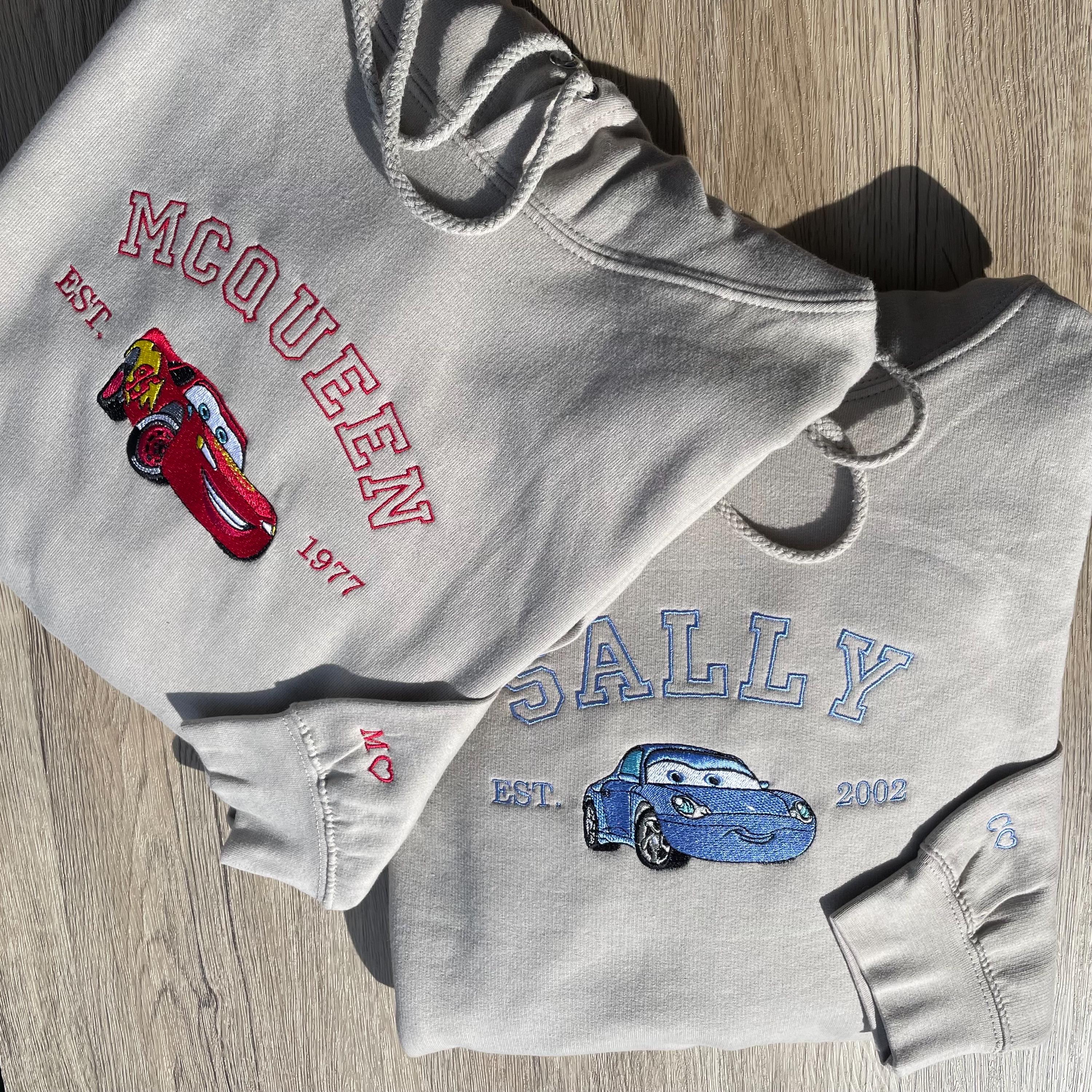 Lightning McQueen and Sally Couple Embroidered Sweatshirt – Disney Cars Matching Hoodie with Custom Initials - photo 6