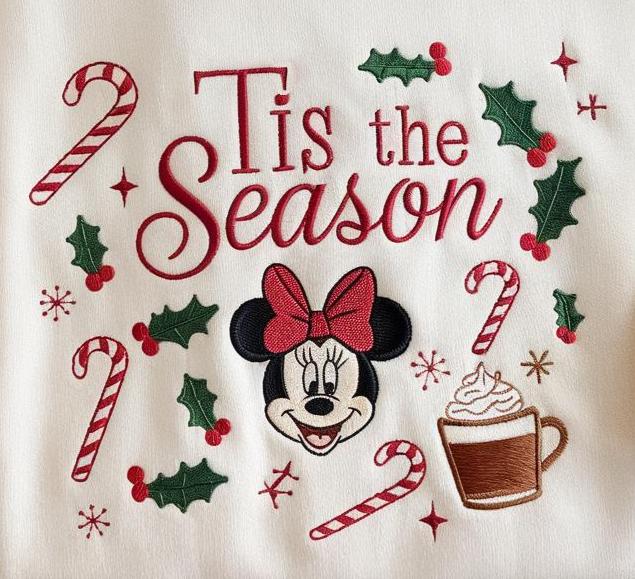 Embroidered Minnie Christmas Sweatshirt – Disney Tis the Season Holiday Crewneck and Merry Xmas Minnie Shirt - photo 2