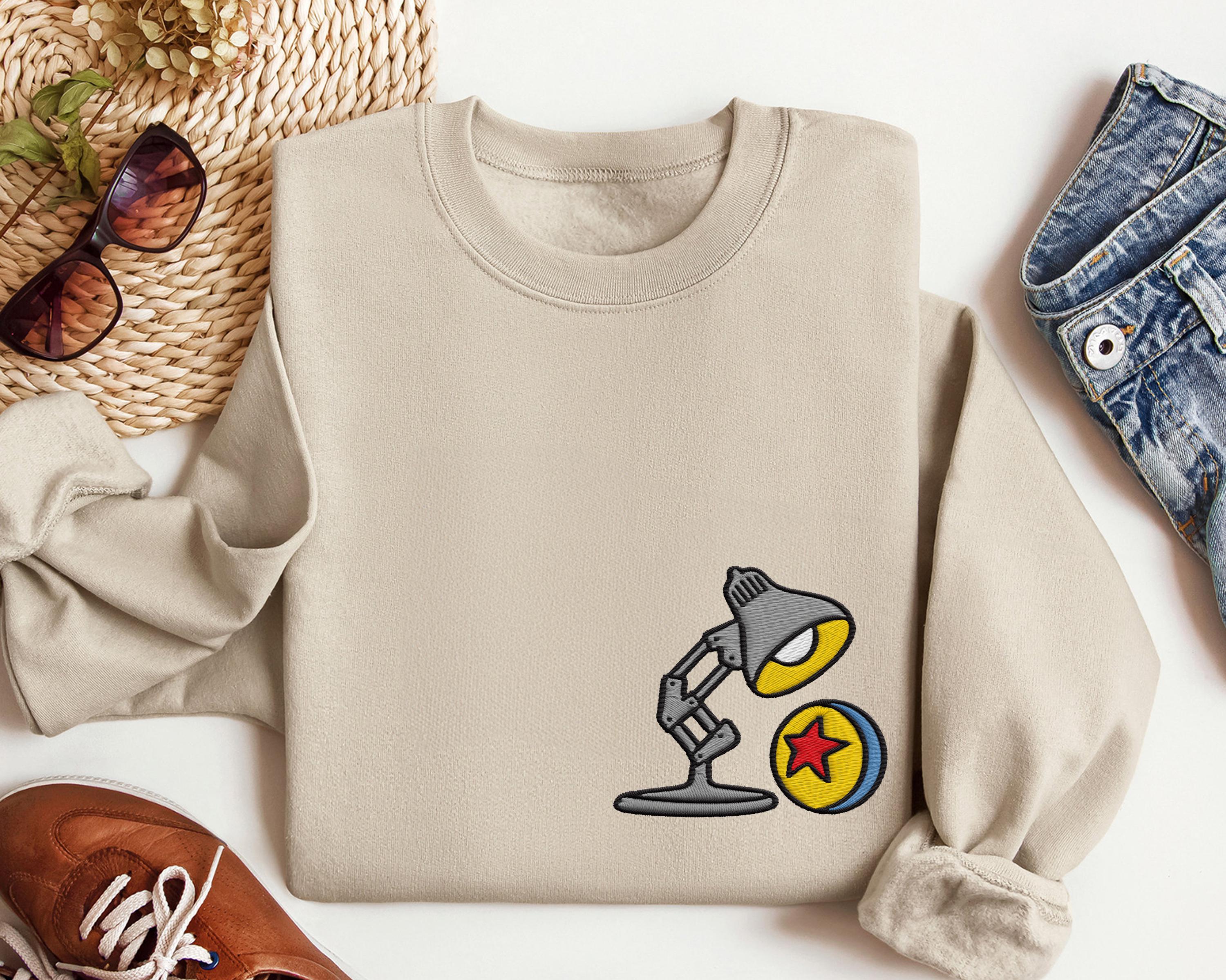 Embroidered Disney Pixar Lamp Sweatshirt with Pixar Logo – Magic Kingdom Family Trip 2026 Sweater and Hoodie