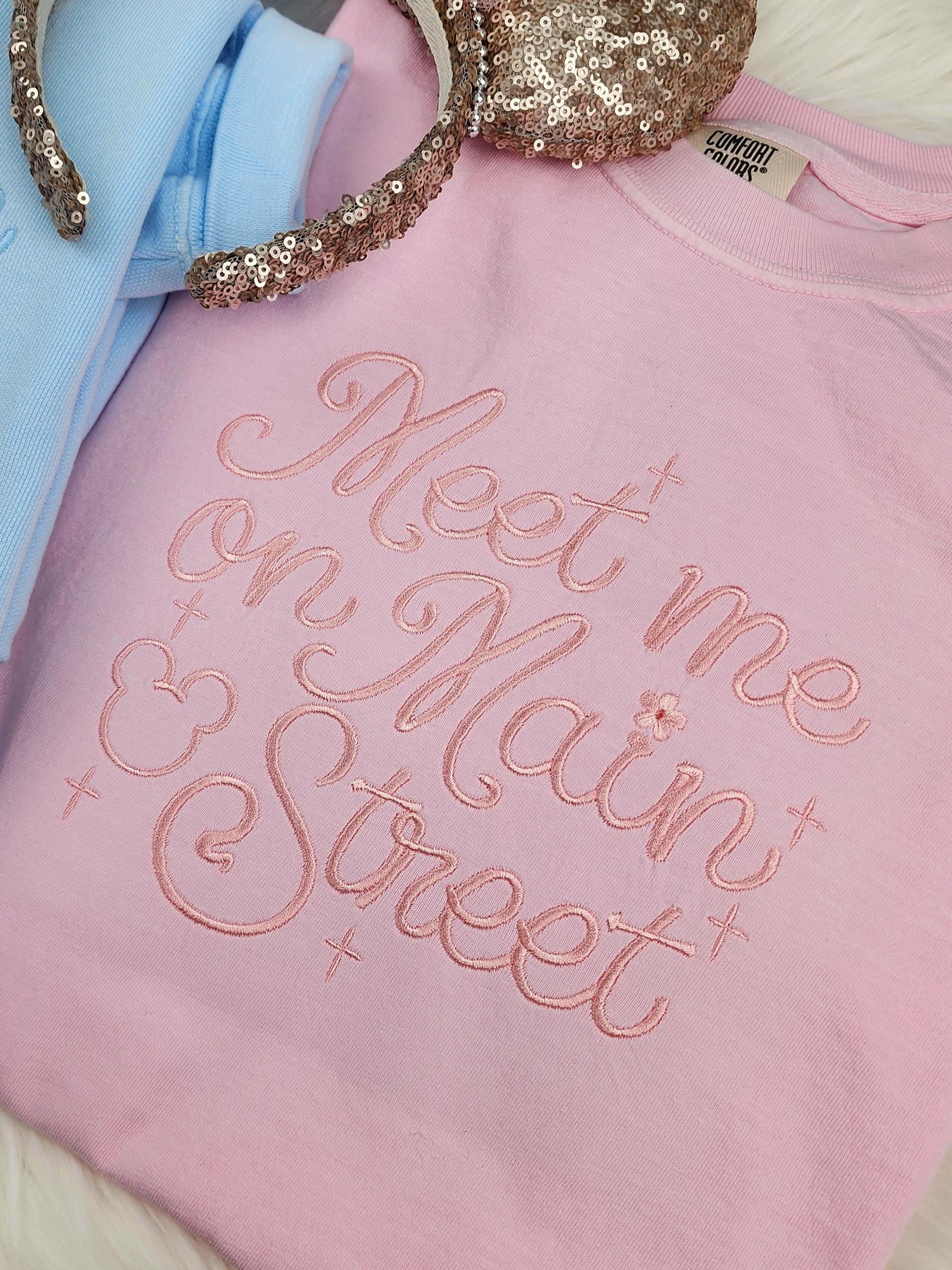 Embroidered Meet Me on Main Street Sweatshirt – Disneyland Disney Embroidery Crewneck Shirt for Park Fans - photo 2