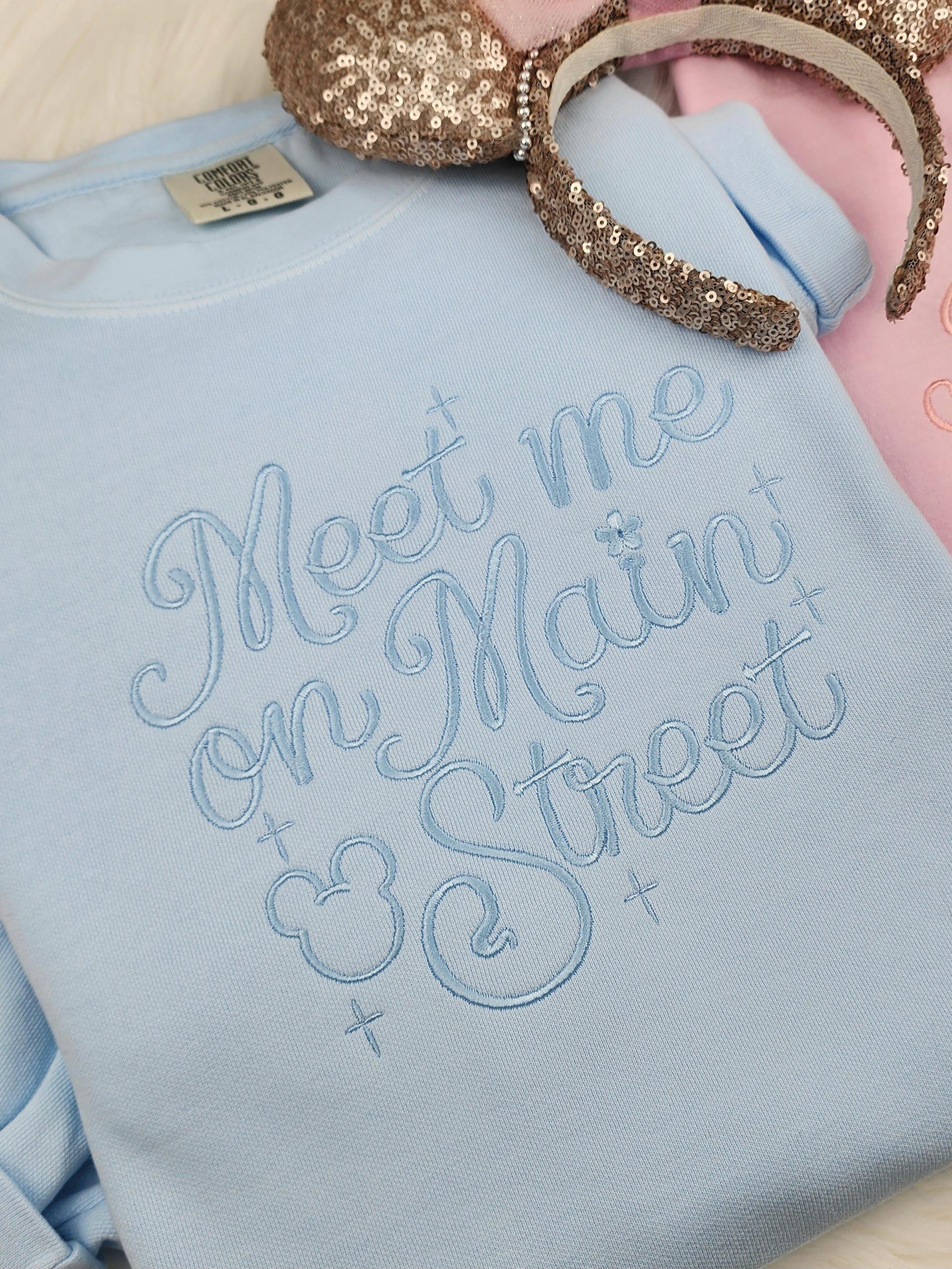 Embroidered Meet Me on Main Street Sweatshirt – Disneyland Disney Embroidery Crewneck Shirt for Park Fans - photo 3