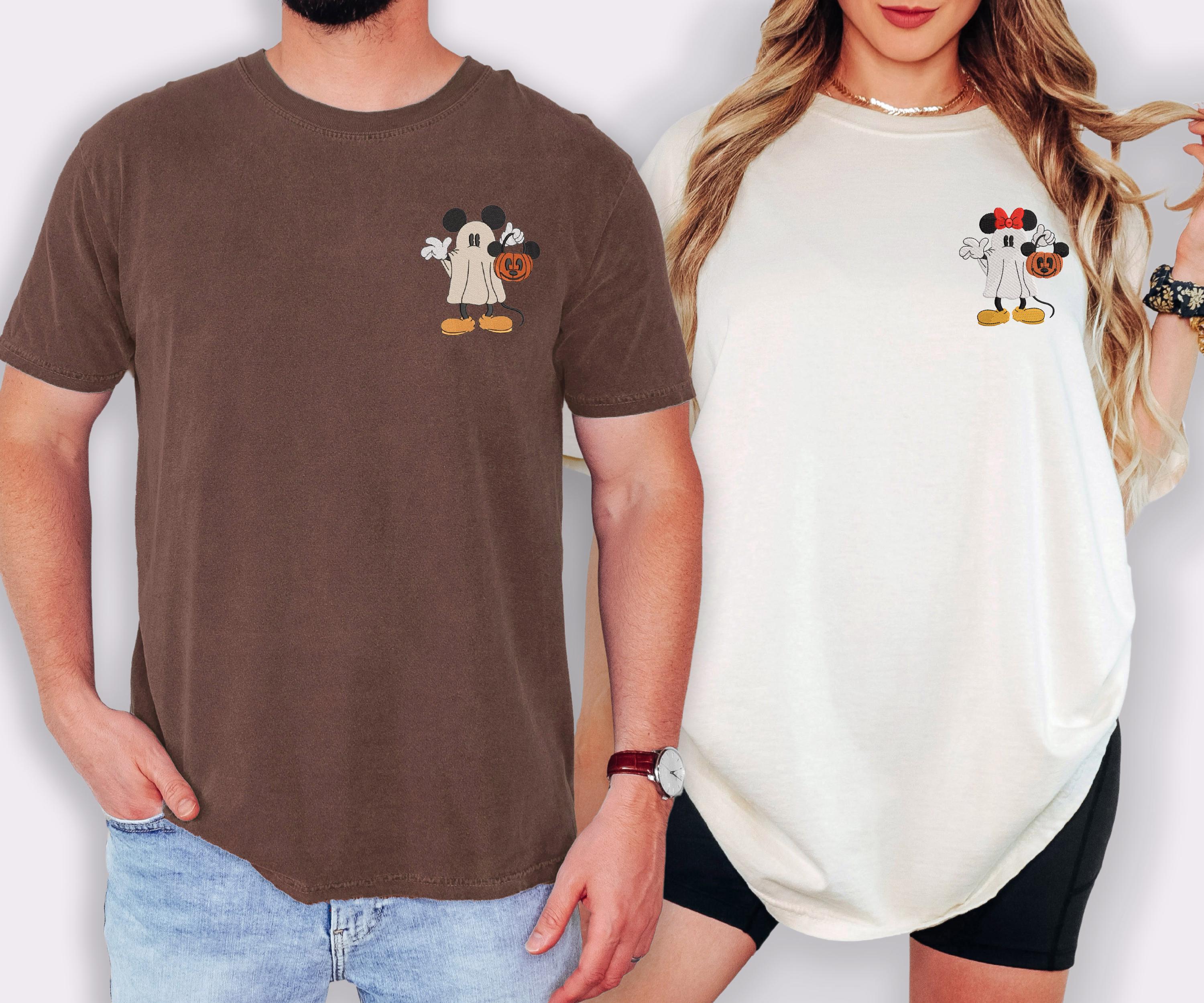 Embroidered Disney Halloween Couple Shirts in Comfort Colors – Matching Mickey and Minnie Ghost Tee for Spooky Fans - photo 2