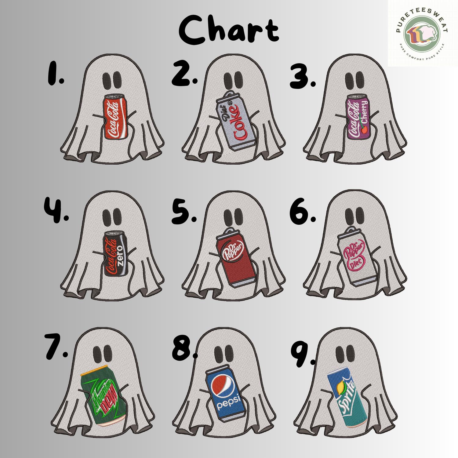 Custom Embroidered Ghost with Diet Coke T-Shirt – Cute Halloween Cola Ghost Tee for Fall and Spooky Season - photo 8