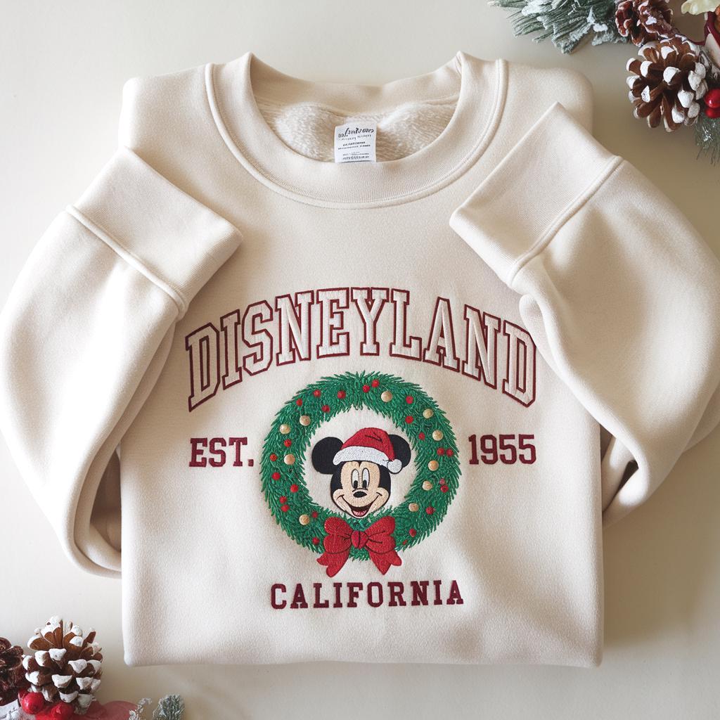 Embroidered Disneyland Christmas Sweatshirt – Mickey and Friends Disneyworld Xmas Family Squad Sweater Shirt - photo 2