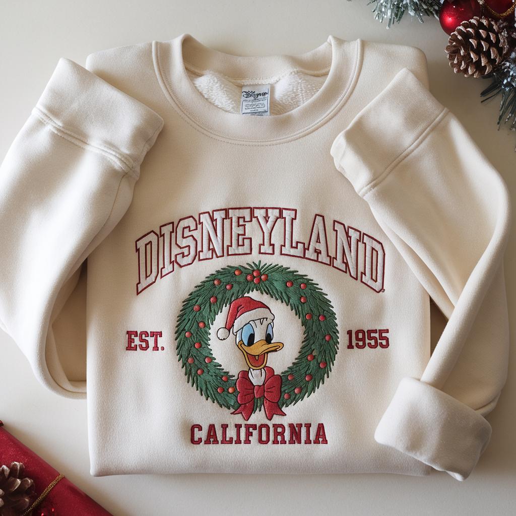 Embroidered Disneyland Christmas Sweatshirt – Mickey and Friends Disneyworld Xmas Family Squad Sweater Shirt - photo 3