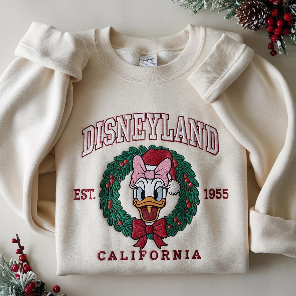Embroidered Disneyland Christmas Sweatshirt – Mickey and Friends Disneyworld Xmas Family Squad Sweater Shirt - photo 4