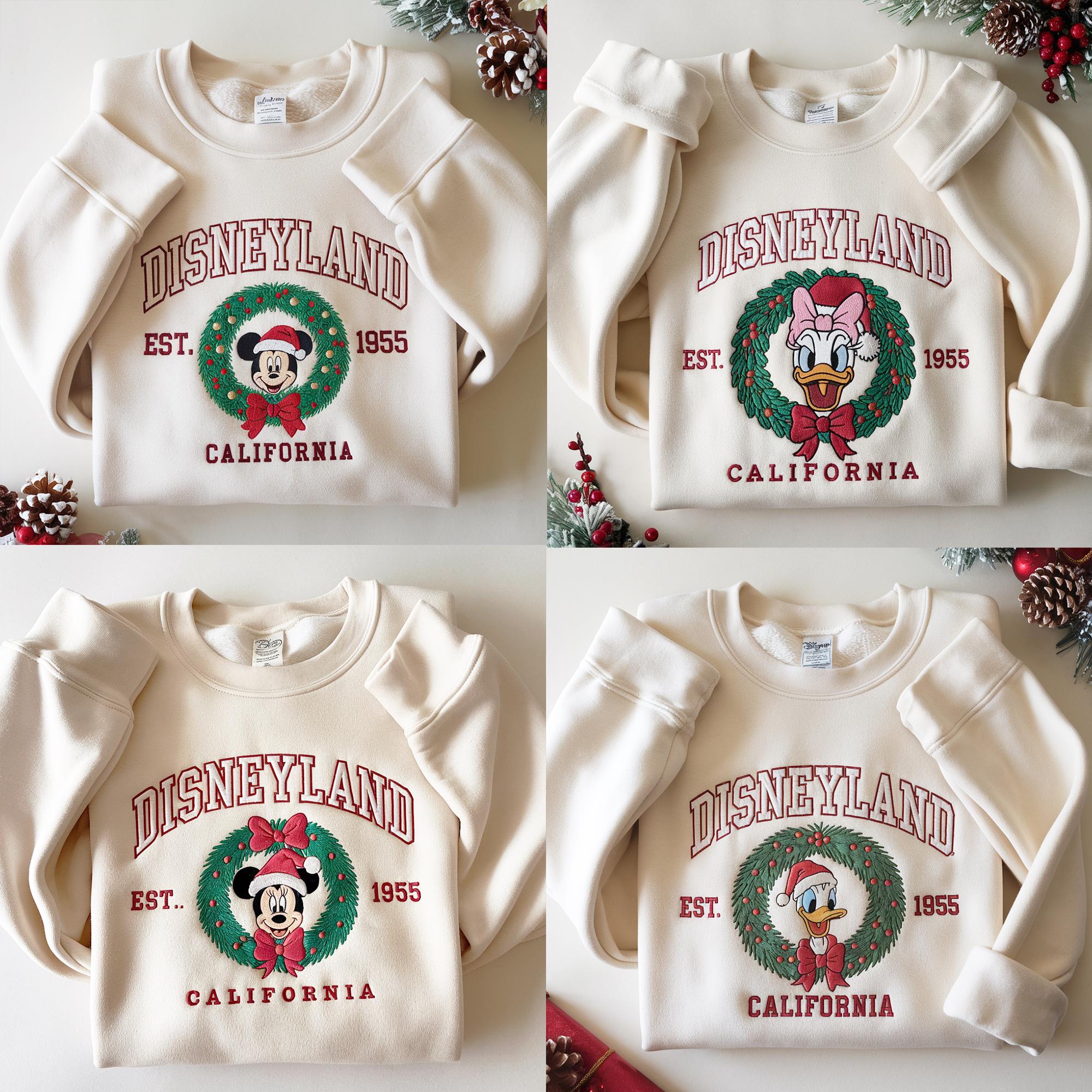 Embroidered Disneyland Christmas Sweatshirt – Mickey and Friends Disneyworld Xmas Family Squad Sweater Shirt - photo 5