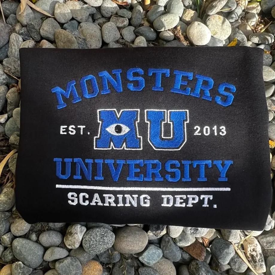 Retro Monsters University Embroidered Crewneck Sweatshirt – Disney Monsters Shirt for Magic Kingdom and Disneyland Trips - photo 2