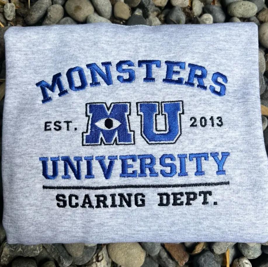 Retro Monsters University Embroidered Crewneck Sweatshirt – Disney Monsters Shirt for Magic Kingdom and Disneyland Trips - photo 3