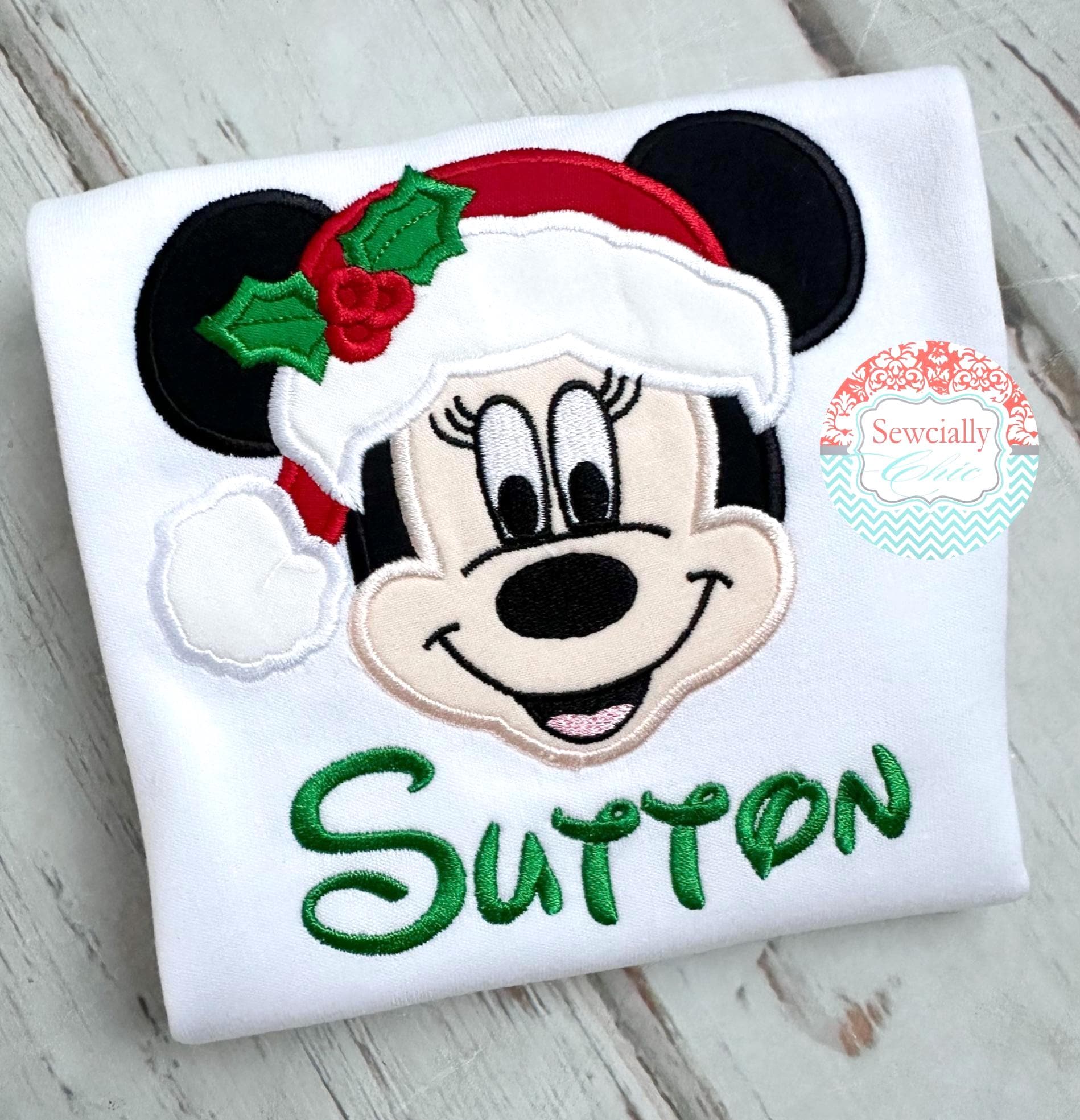 Embroidered Minnie or Mickey Mouse Santa Tee – Disney Christmas Shirt for Mickey's Very Merry Christmas Party - photo 1
