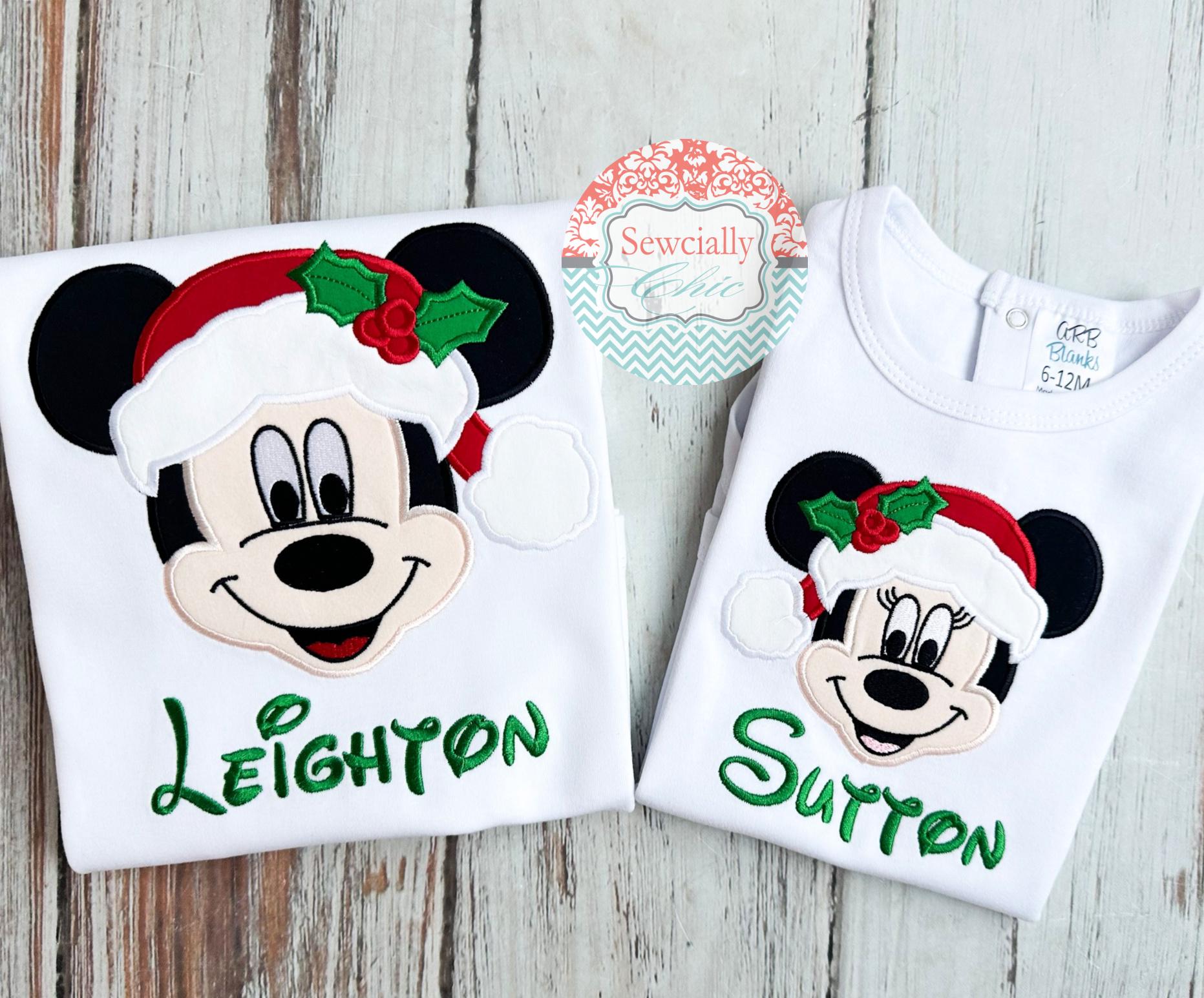 Embroidered Minnie or Mickey Mouse Santa Tee – Disney Christmas Shirt for Mickey's Very Merry Christmas Party - photo 2