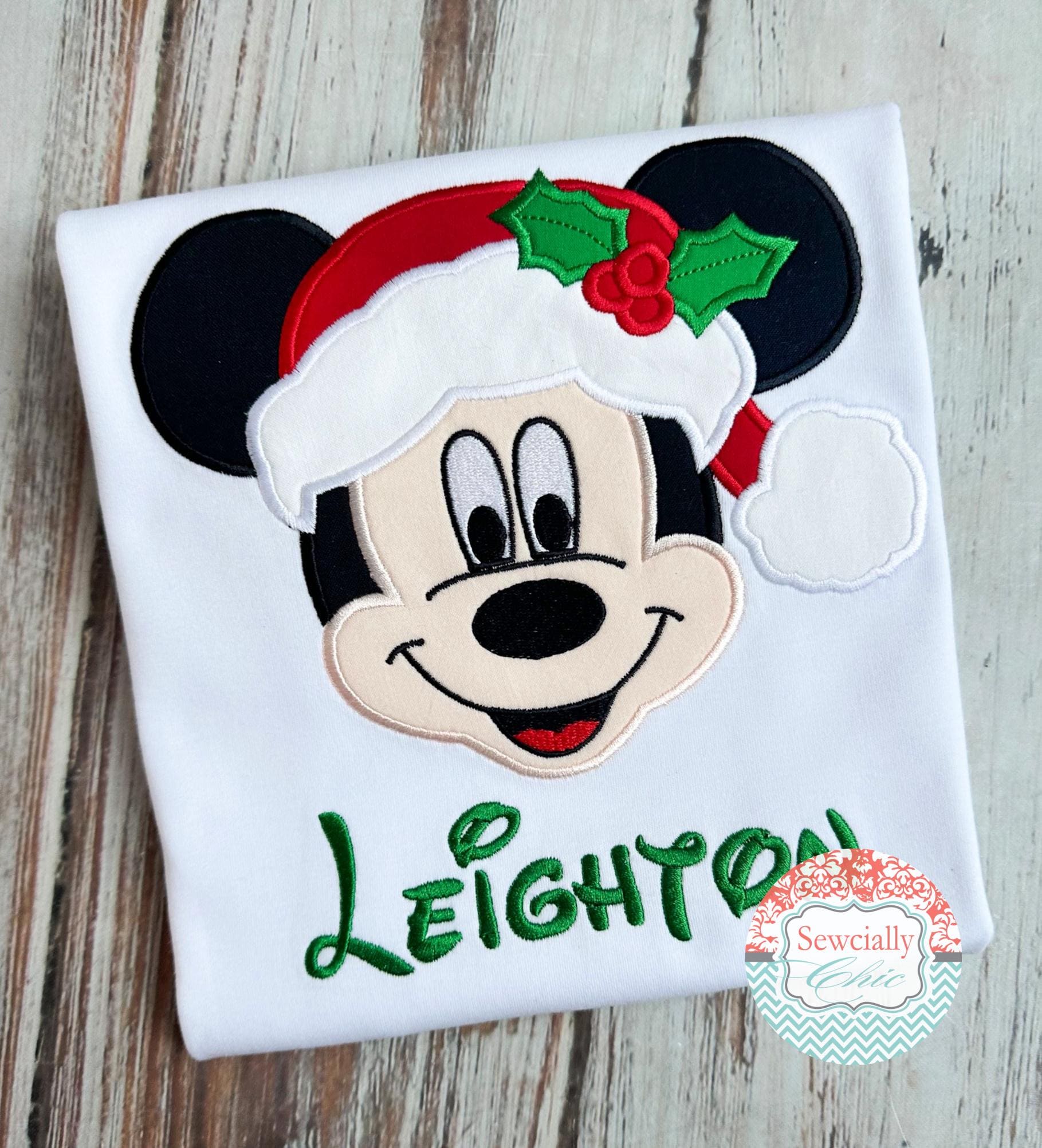 Embroidered Minnie or Mickey Mouse Santa Tee – Disney Christmas Shirt for Mickey's Very Merry Christmas Party - photo 3
