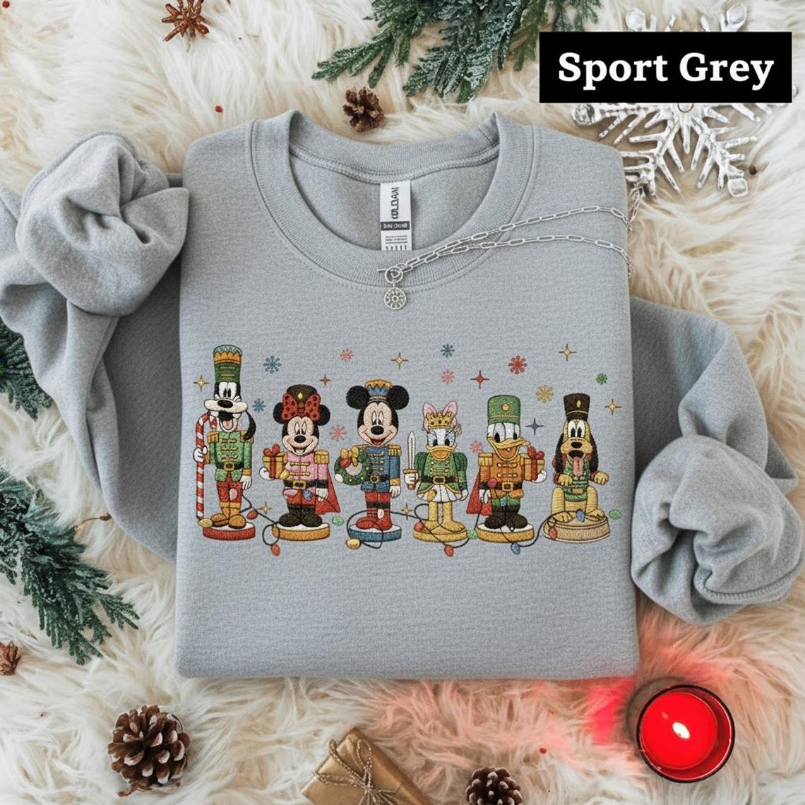 Embroidered Disney Nutcracker Christmas Sweatshirt with Mickey, Minnie, Donald and Goofy – Cozy Holiday Crewneck Gift - photo 4