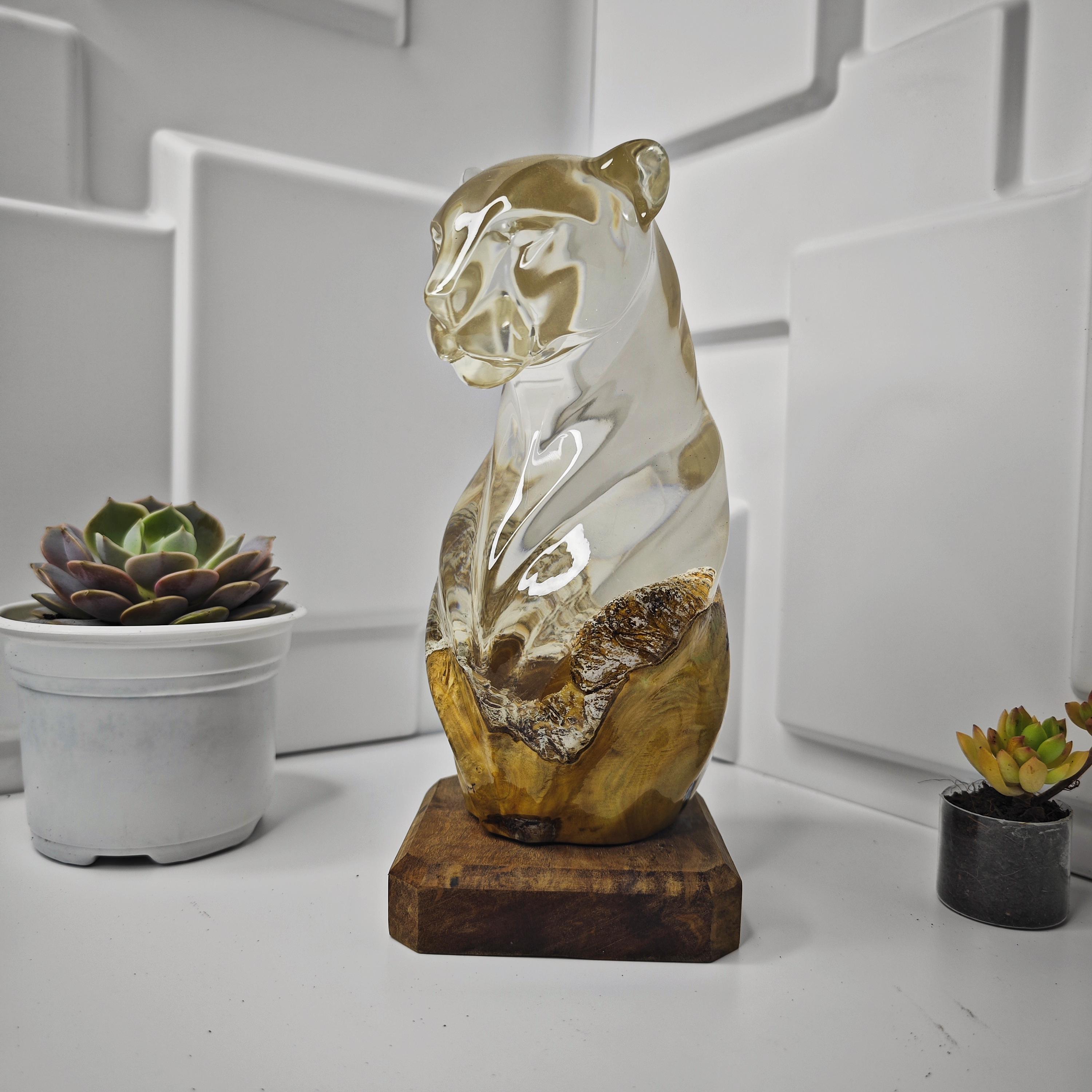 Handmade Burl Wood Leopard Lamp – Abstract Resin RGB LED Light and Gift for a Loved One - photo 8