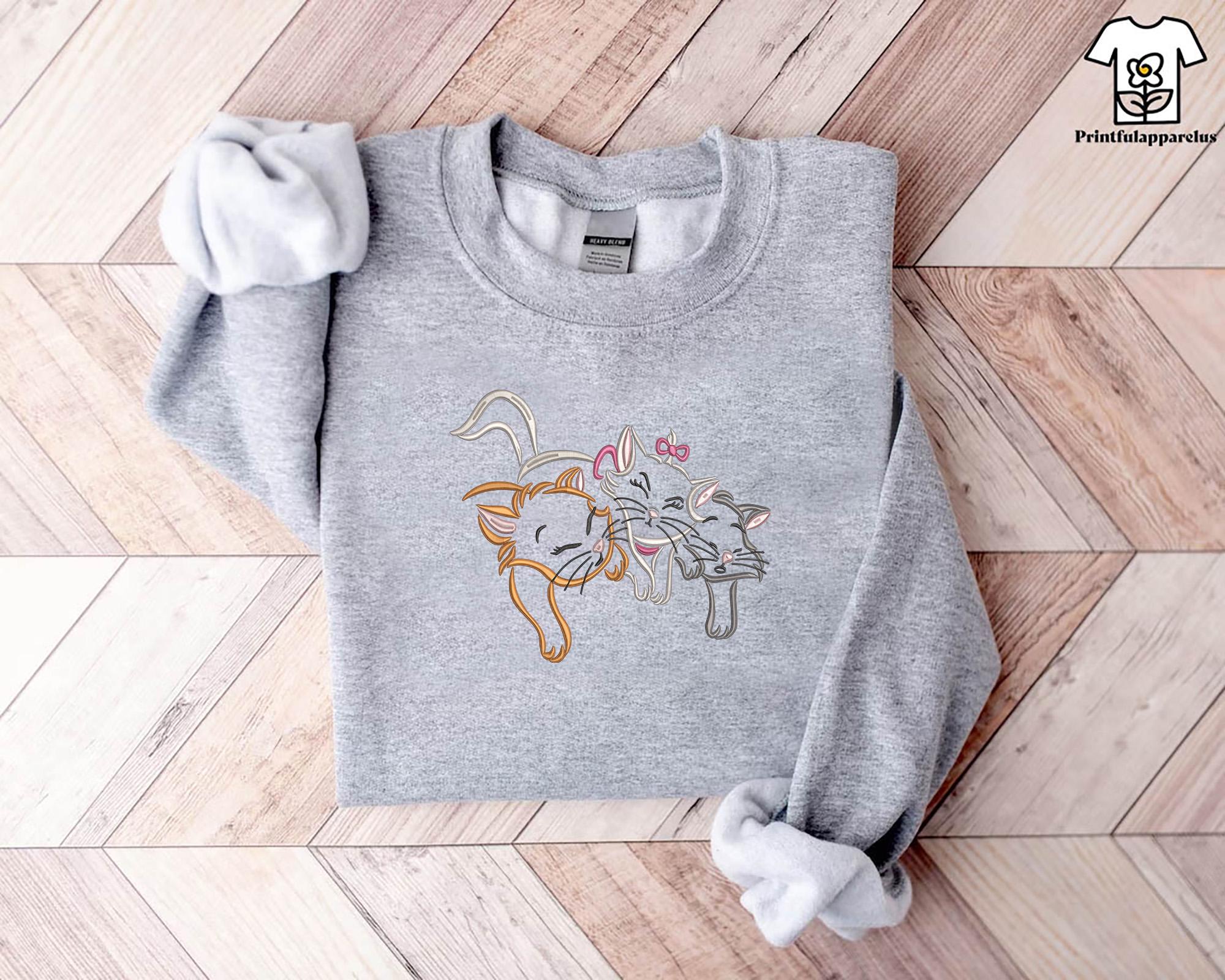 The Aristocats Embroidered Sweatshirt with Marie, Toulouse and Berlioz – Retro Disney Cat Lover Disneyland Vacation Crewneck - photo 5
