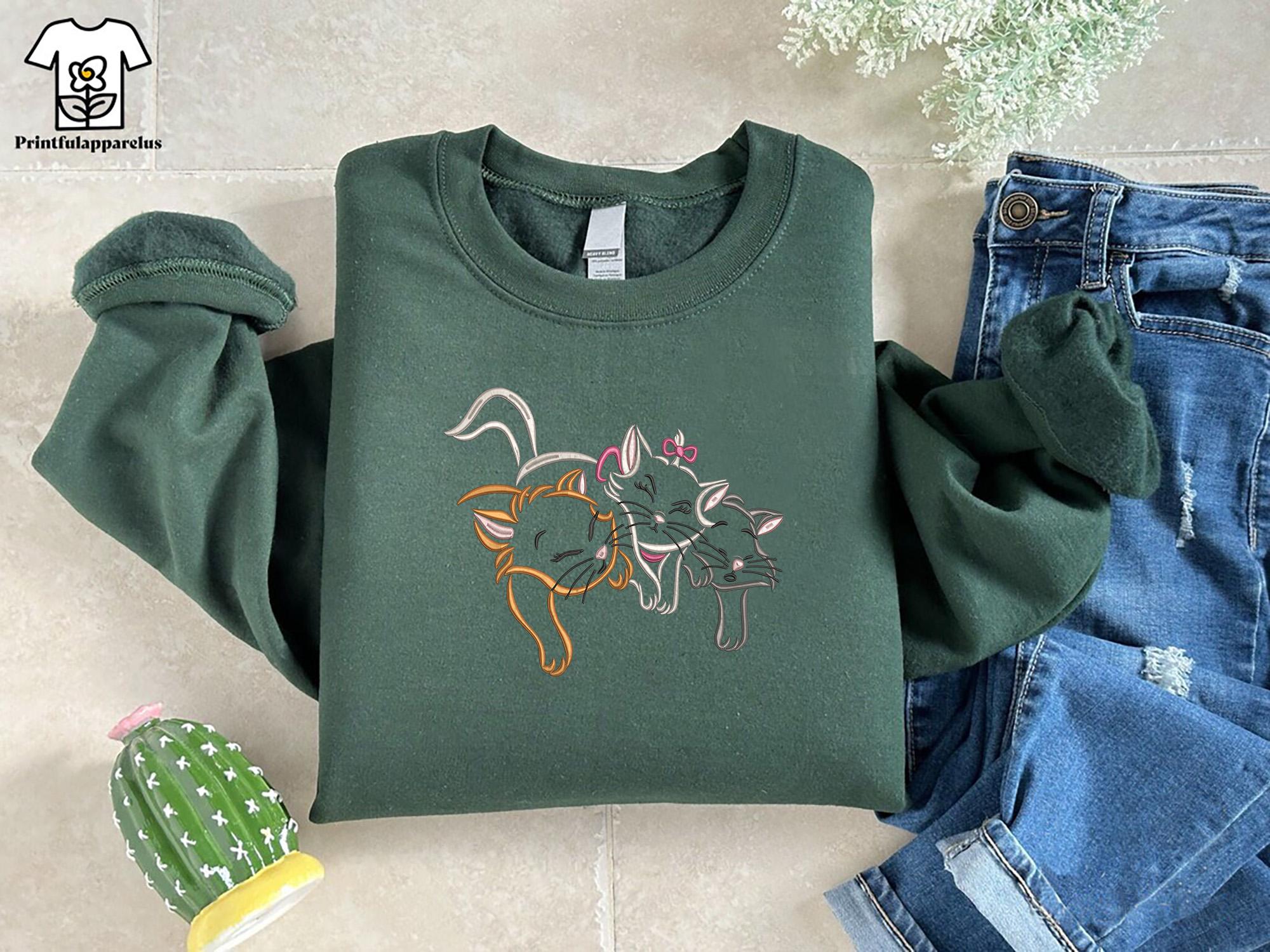 The Aristocats Embroidered Sweatshirt with Marie, Toulouse and Berlioz – Retro Disney Cat Lover Disneyland Vacation Crewneck - photo 6