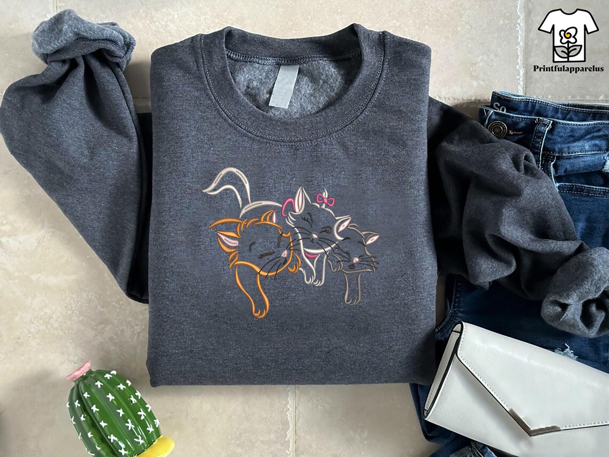The Aristocats Embroidered Sweatshirt with Marie, Toulouse and Berlioz – Retro Disney Cat Lover Disneyland Vacation Crewneck - photo 8