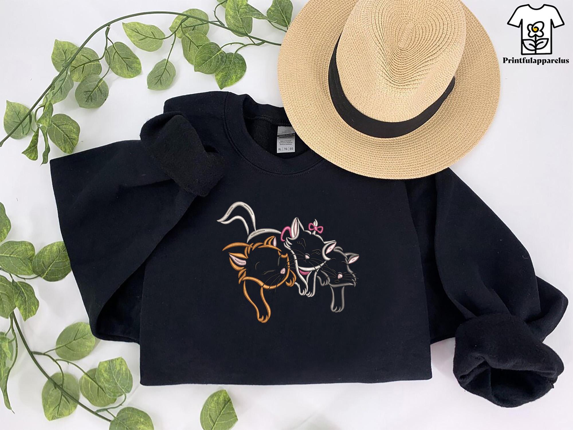 The Aristocats Embroidered Sweatshirt with Marie, Toulouse and Berlioz – Retro Disney Cat Lover Disneyland Vacation Crewneck - photo 9