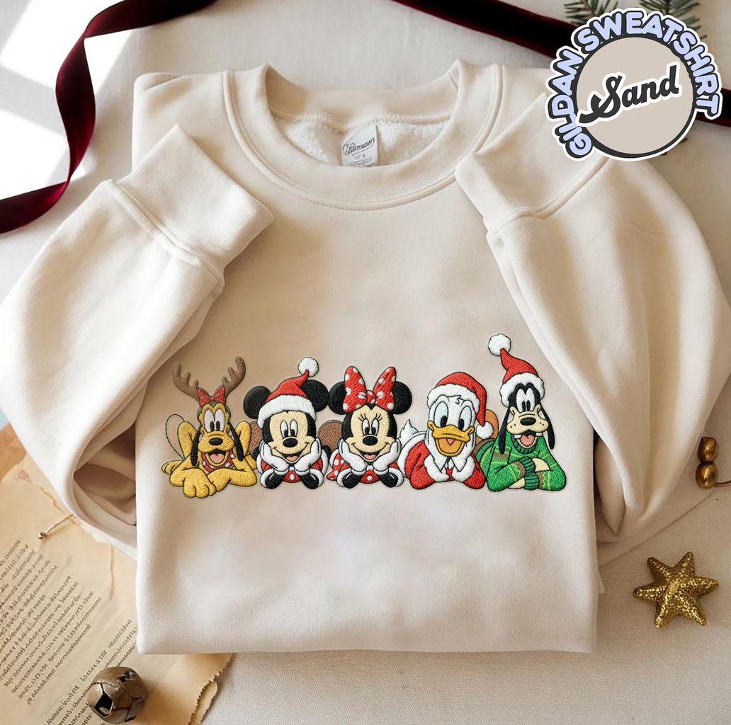 Embroidered Mickey and Friends Christmas Sweatshirt – Disney Xmas Shirt with Minnie, Donald, Goofy and Pluto - photo 2