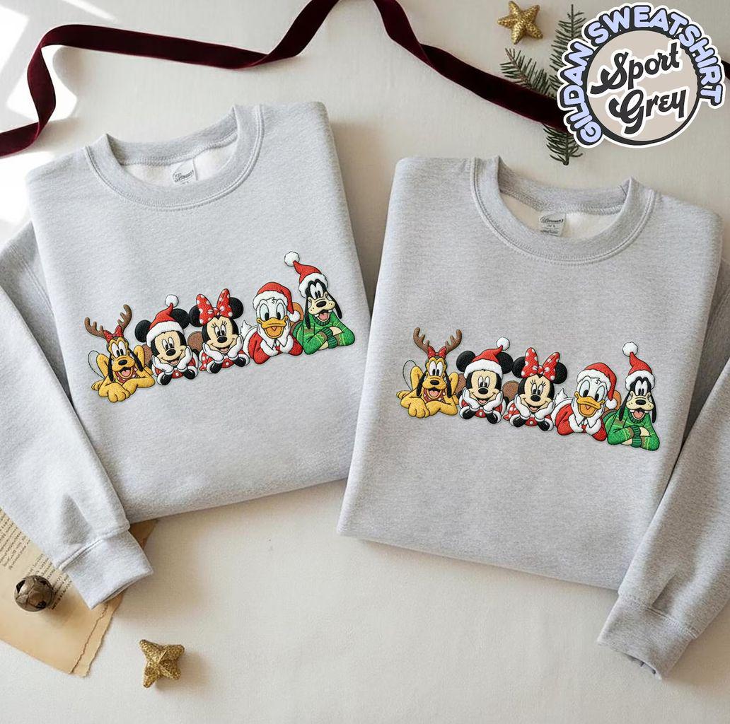 Embroidered Mickey and Friends Christmas Sweatshirt – Disney Xmas Shirt with Minnie, Donald, Goofy and Pluto - photo 3