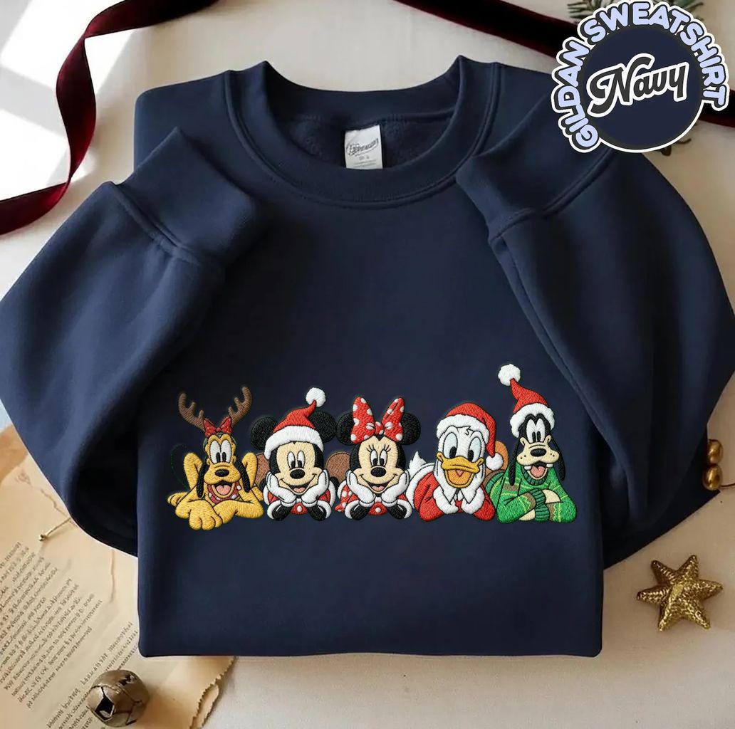Embroidered Mickey and Friends Christmas Sweatshirt – Disney Xmas Shirt with Minnie, Donald, Goofy and Pluto - photo 4